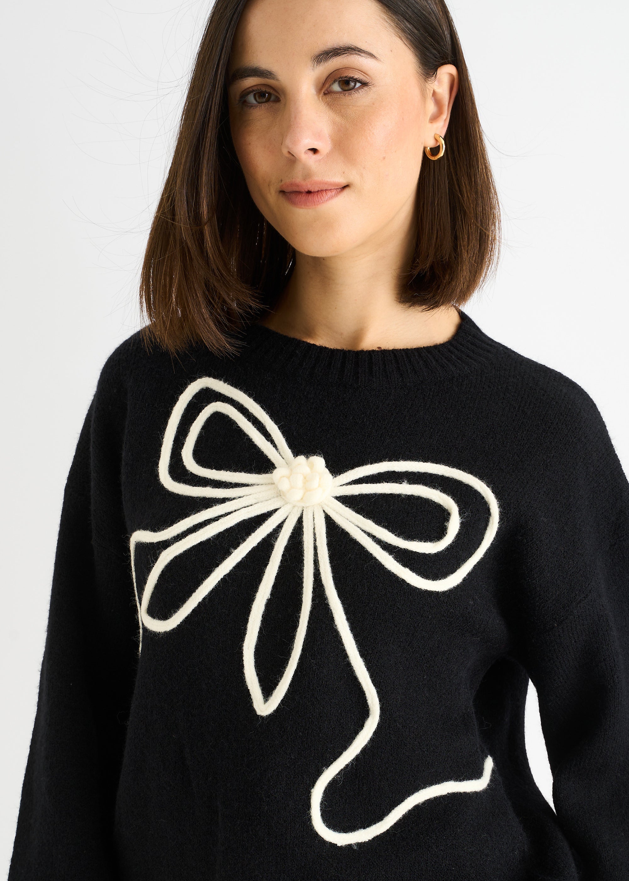 Contrast Bow pattern oversized Jumper