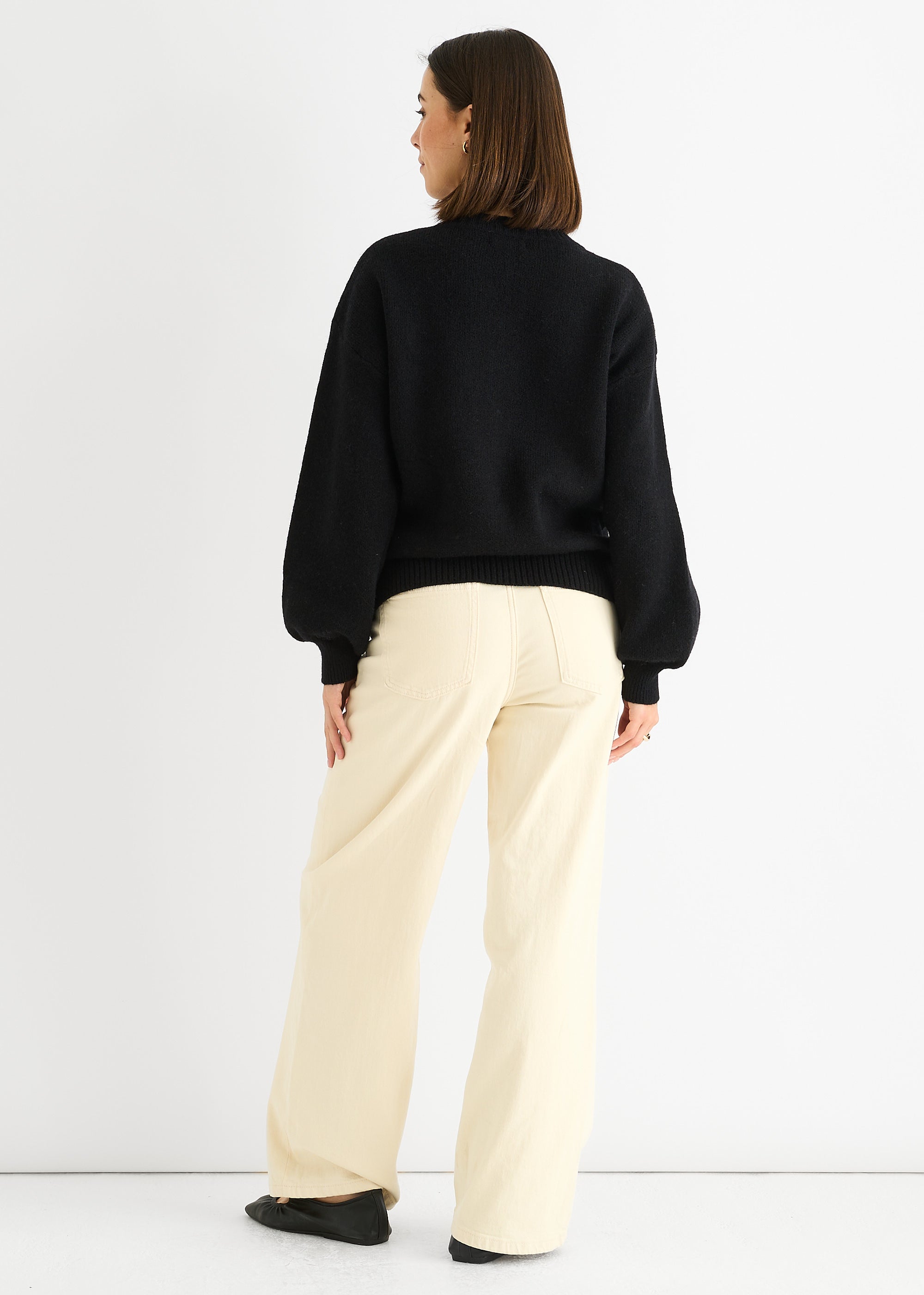 Black Contrast Bow pattern oversized Jumper