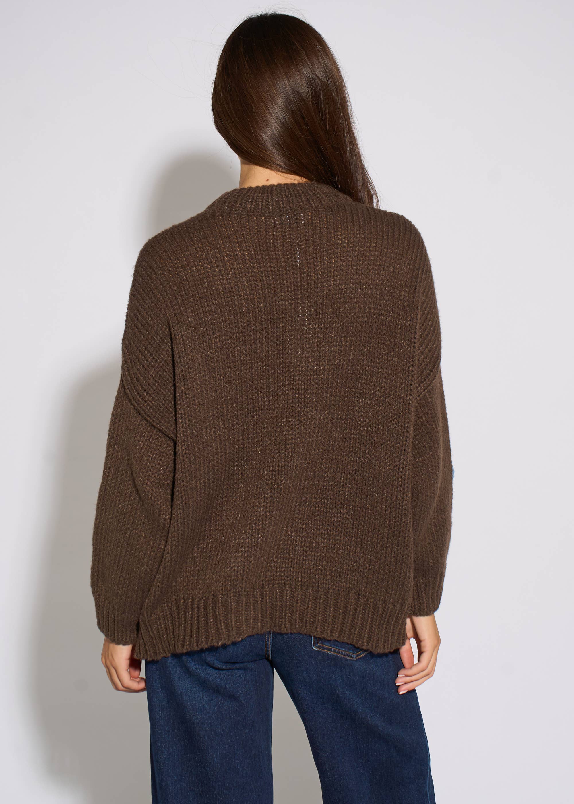 Brown 3D Floral Turtle Neck Knit Jumper