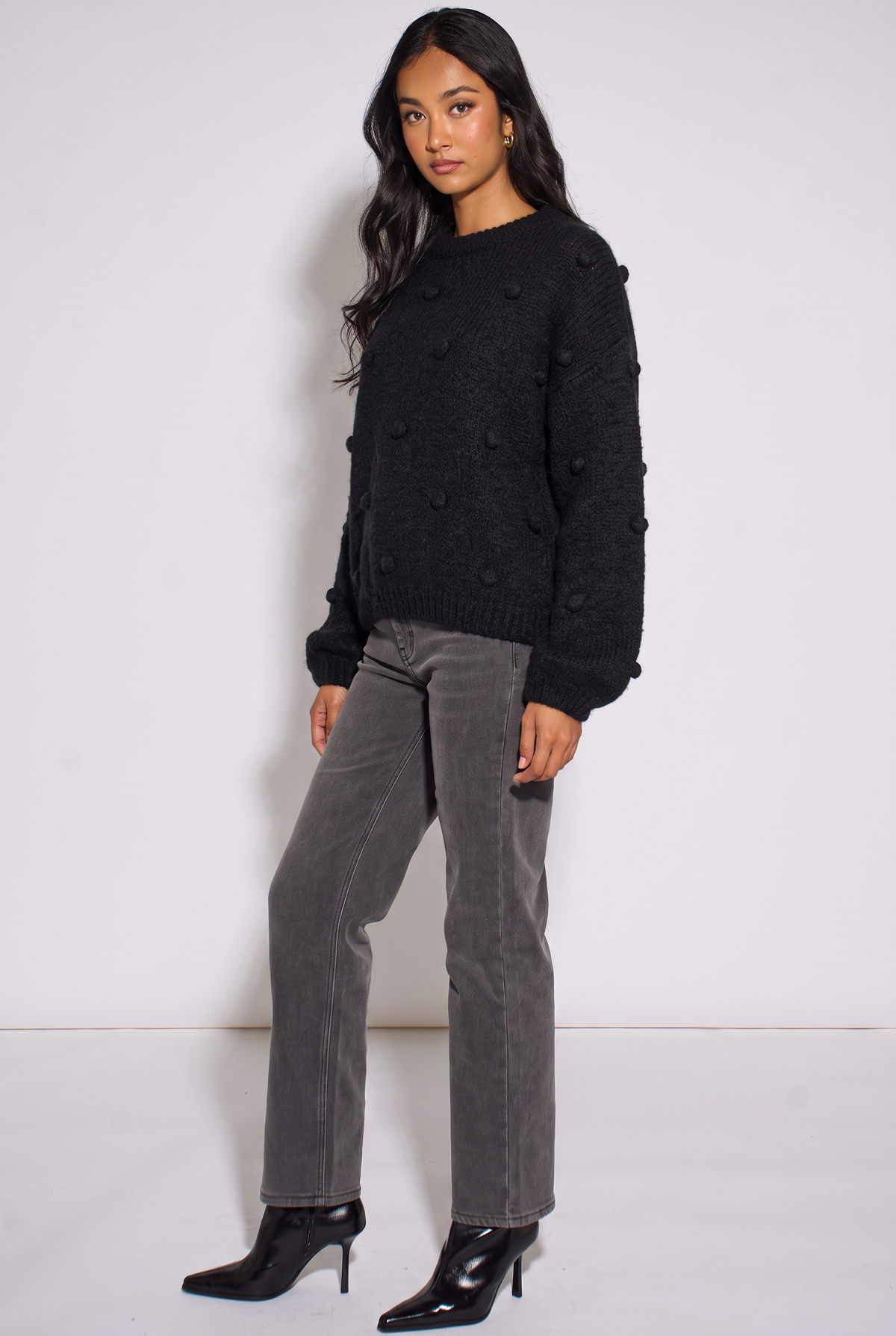 Black Wool Mix Oversized Knit Jumper
