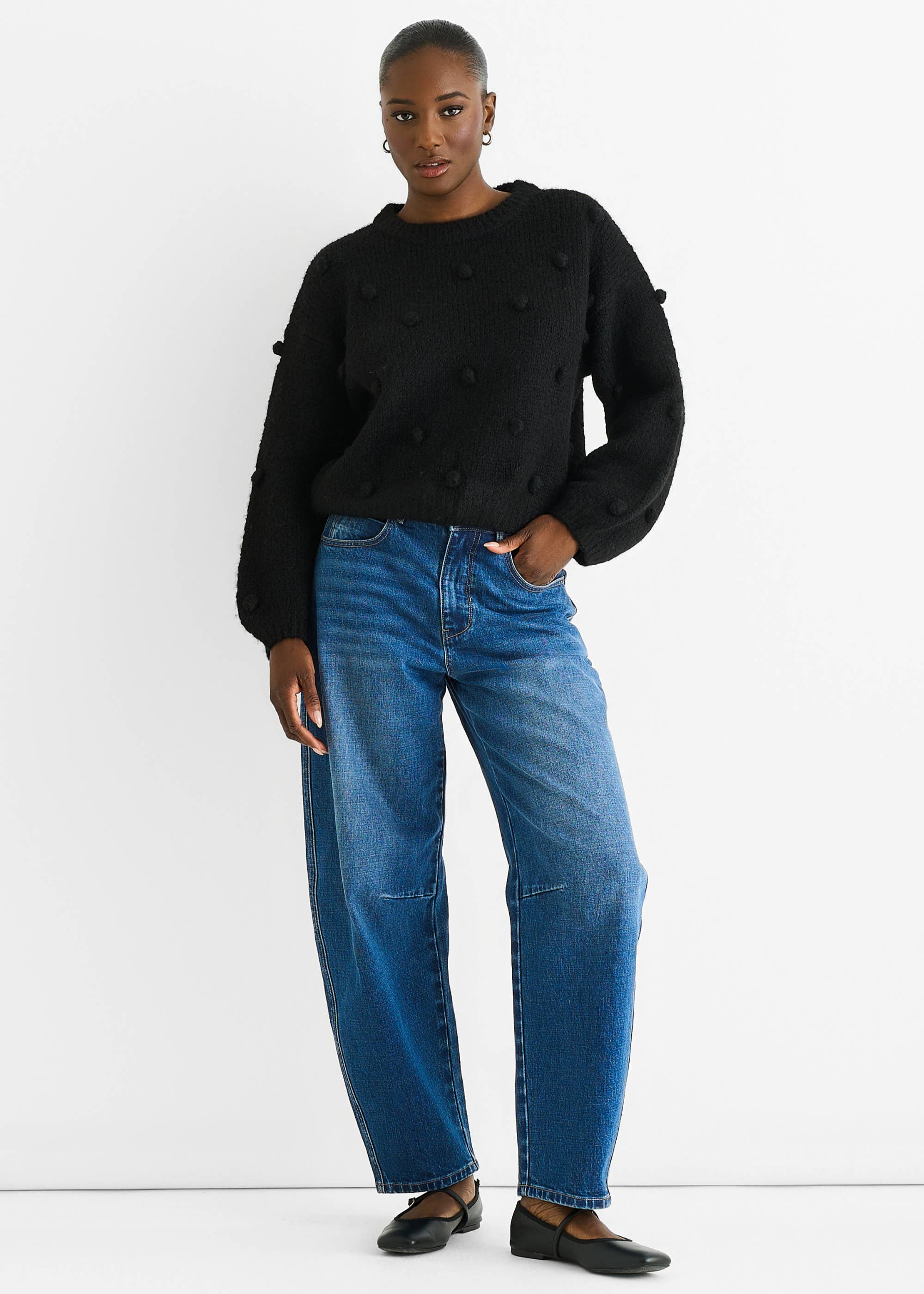 Black Wool Mix Oversized Knit Jumper