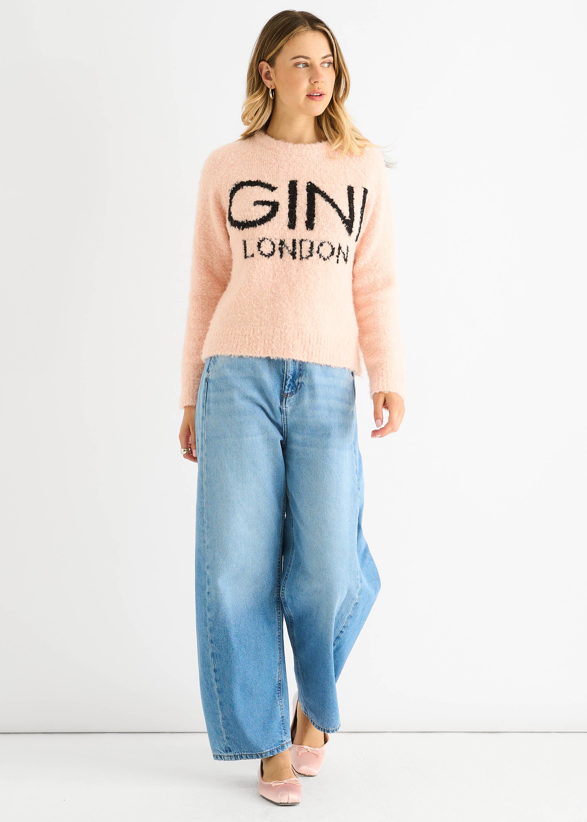 Pink Gini Logo Cozy Knit Jumper