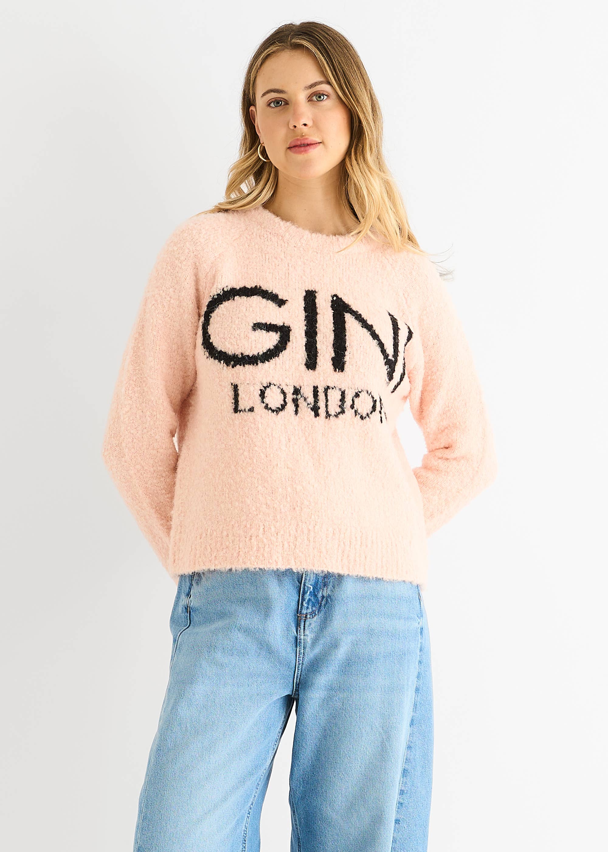 Pink Gini Logo Cozy Knit Jumper