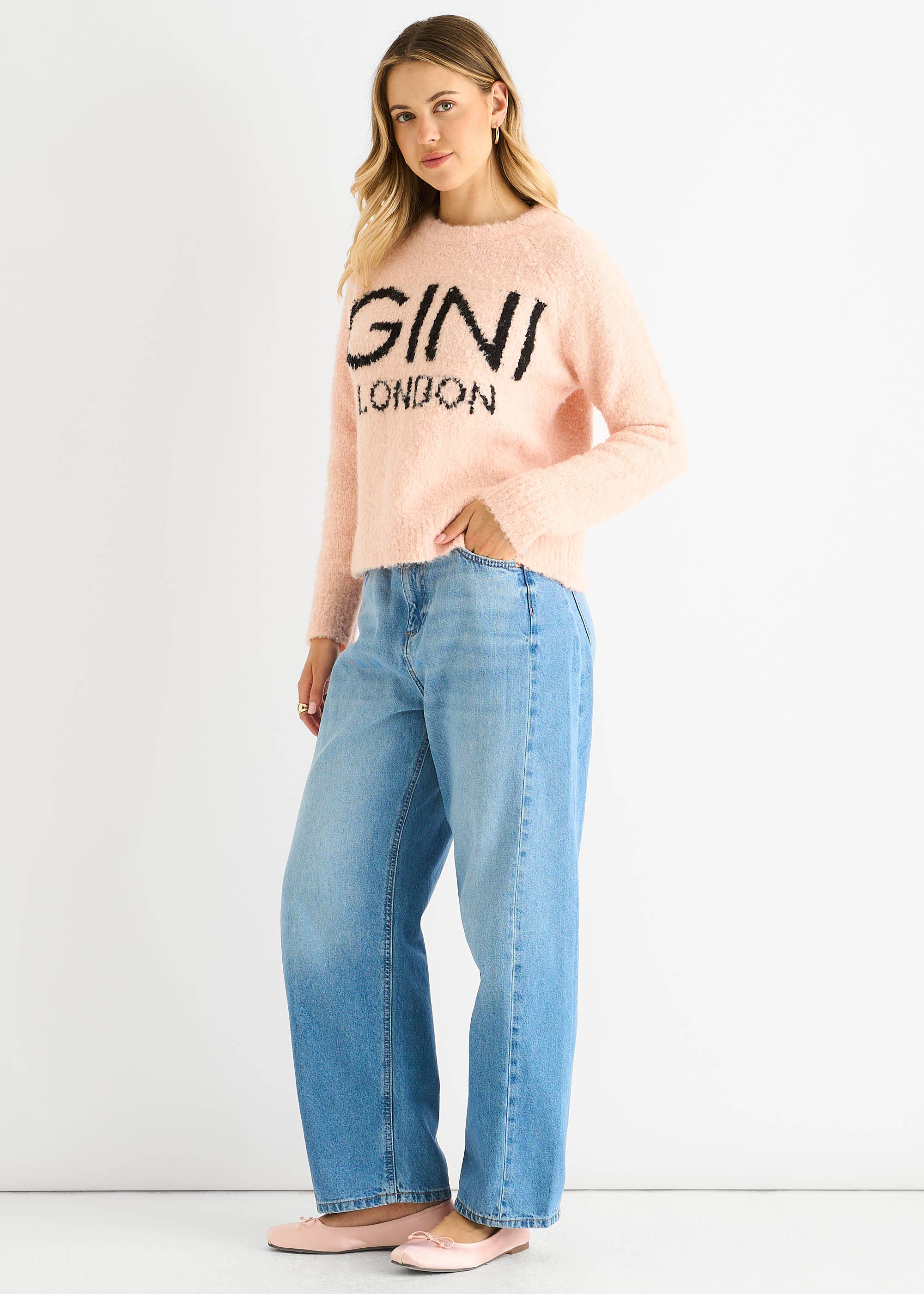 Pink Gini Logo Cozy Knit Jumper
