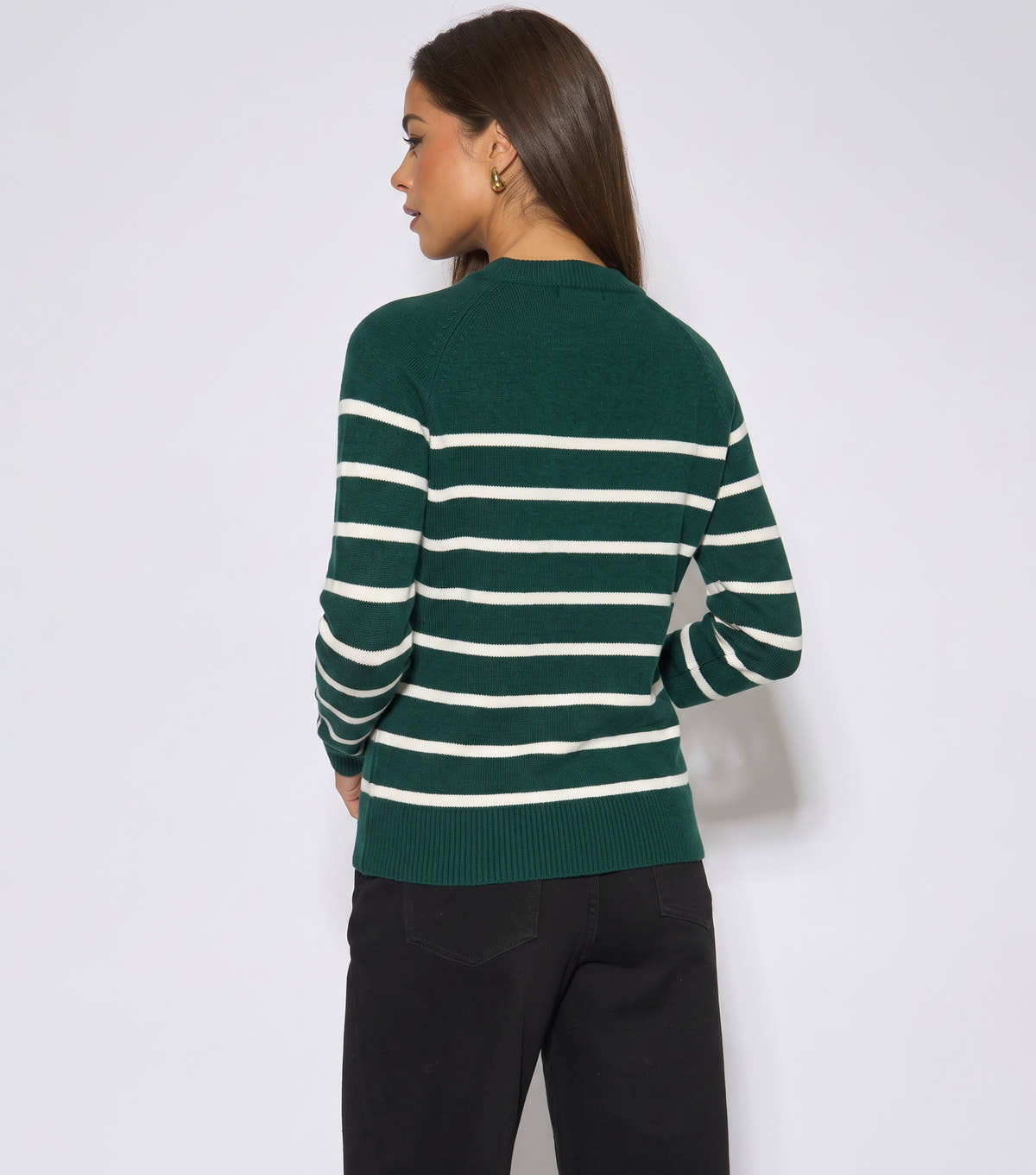 Green Recycle Mix Stripe Button Up Loose Fit Knit Jumper
