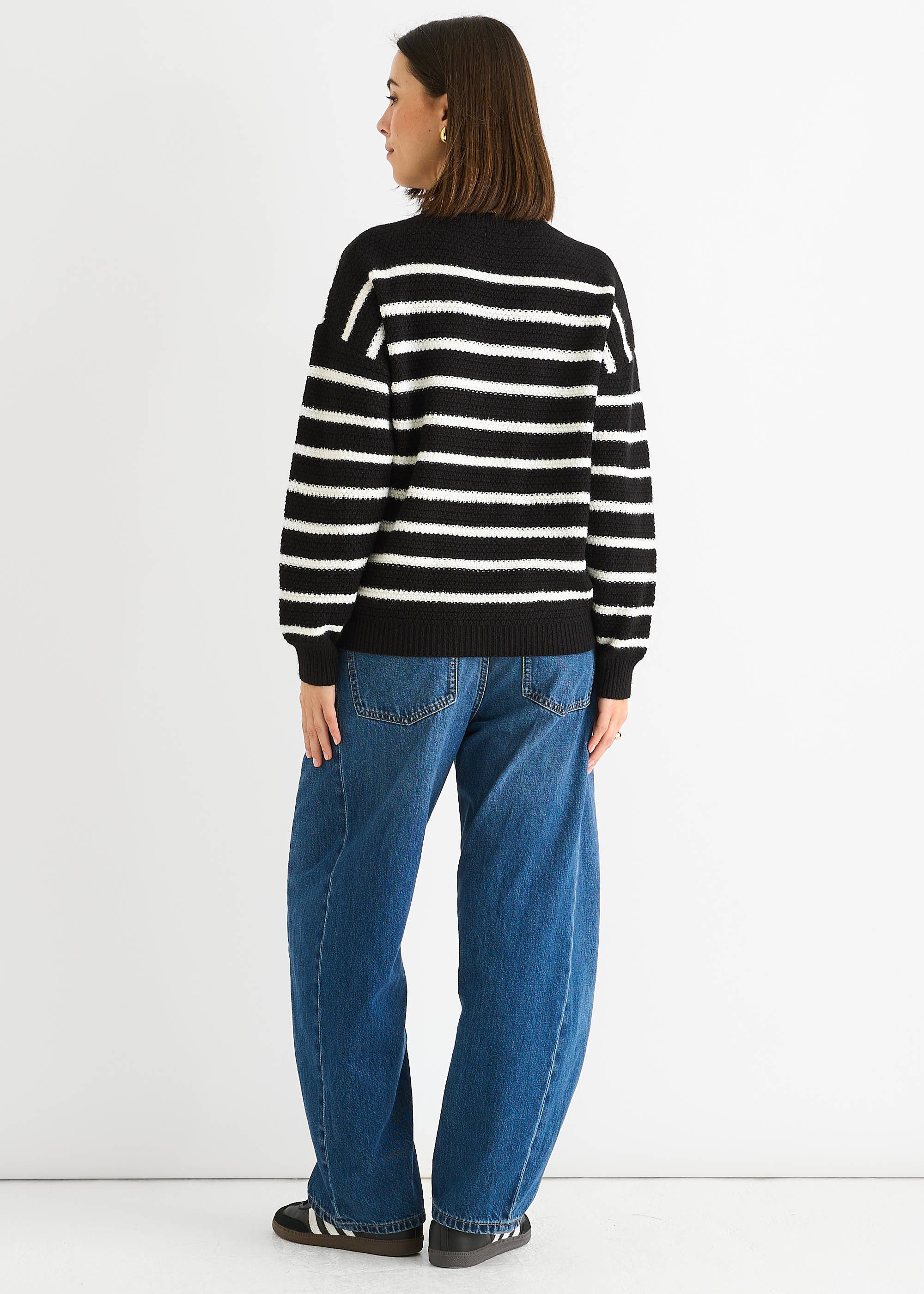 Black Stripe Chunky Knit Oversized Jumper