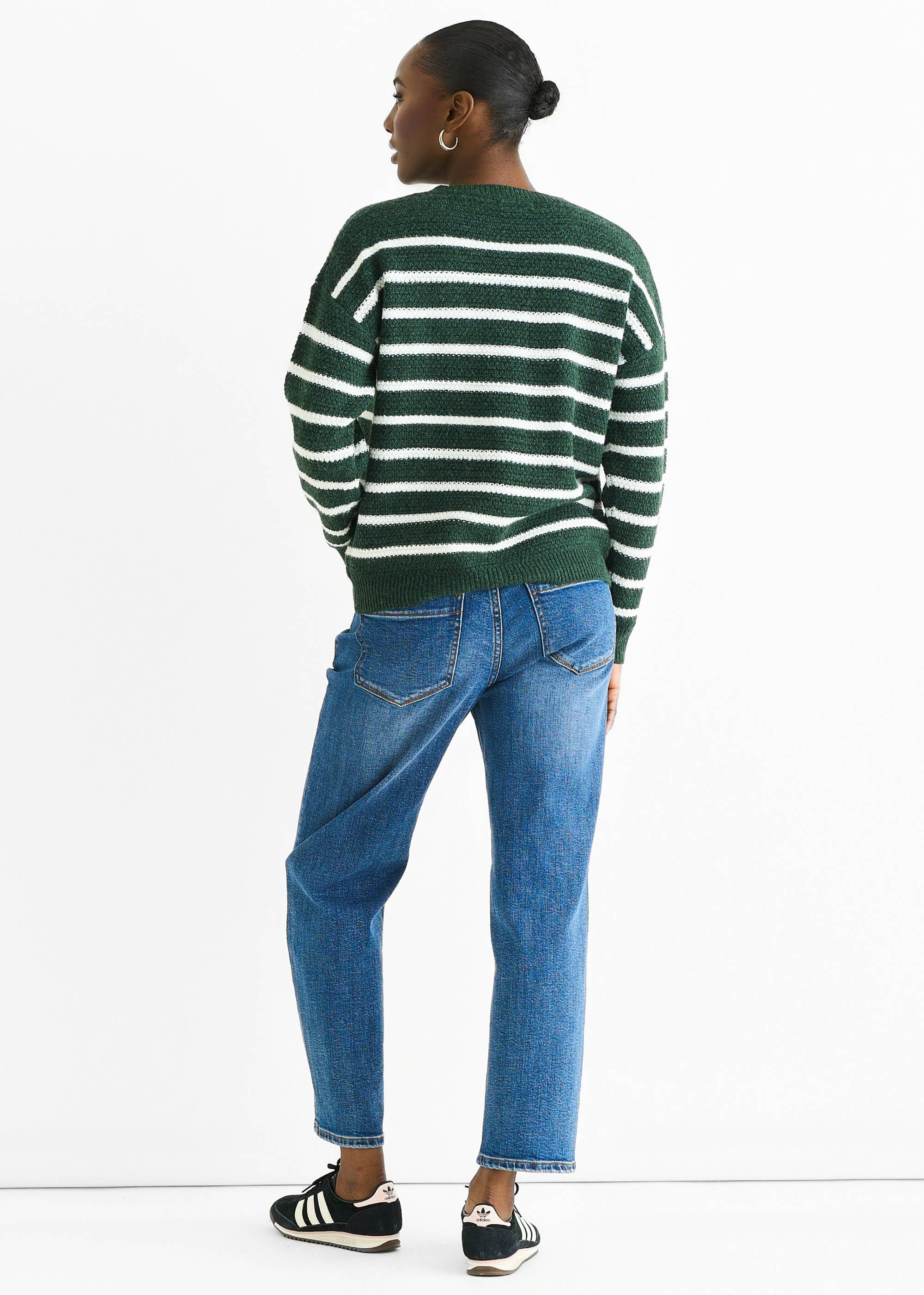 Green Stripe Chunky Knit Oversized Jumper