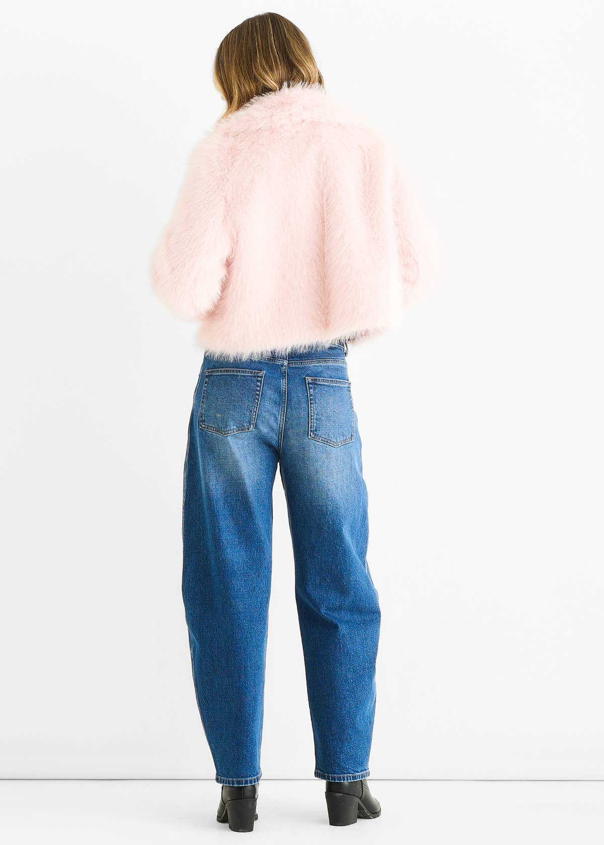 Pink Faux Fur Lapel Short Jacket – View 4 | Gini London