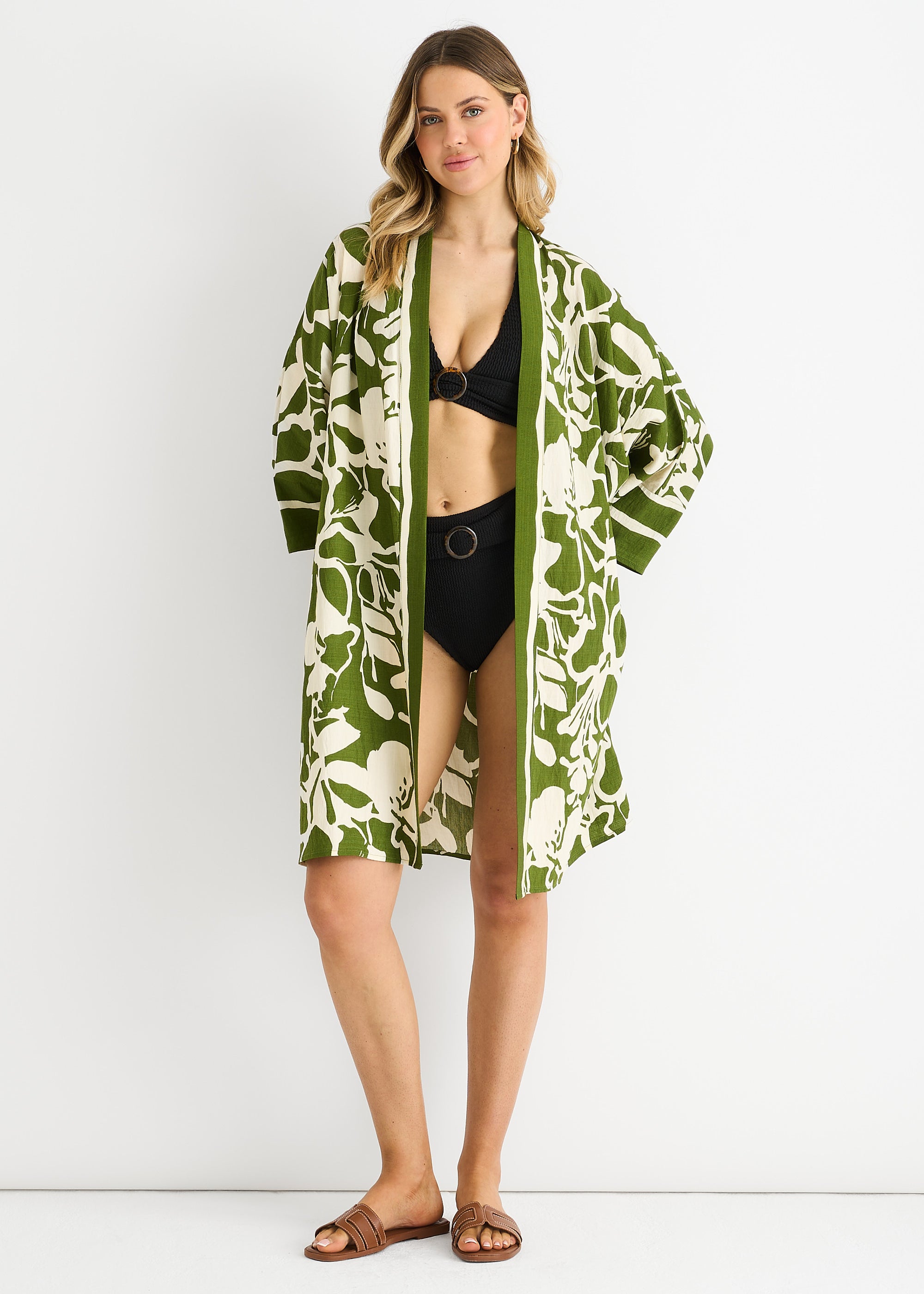Summer Border Printed Beach Kimono