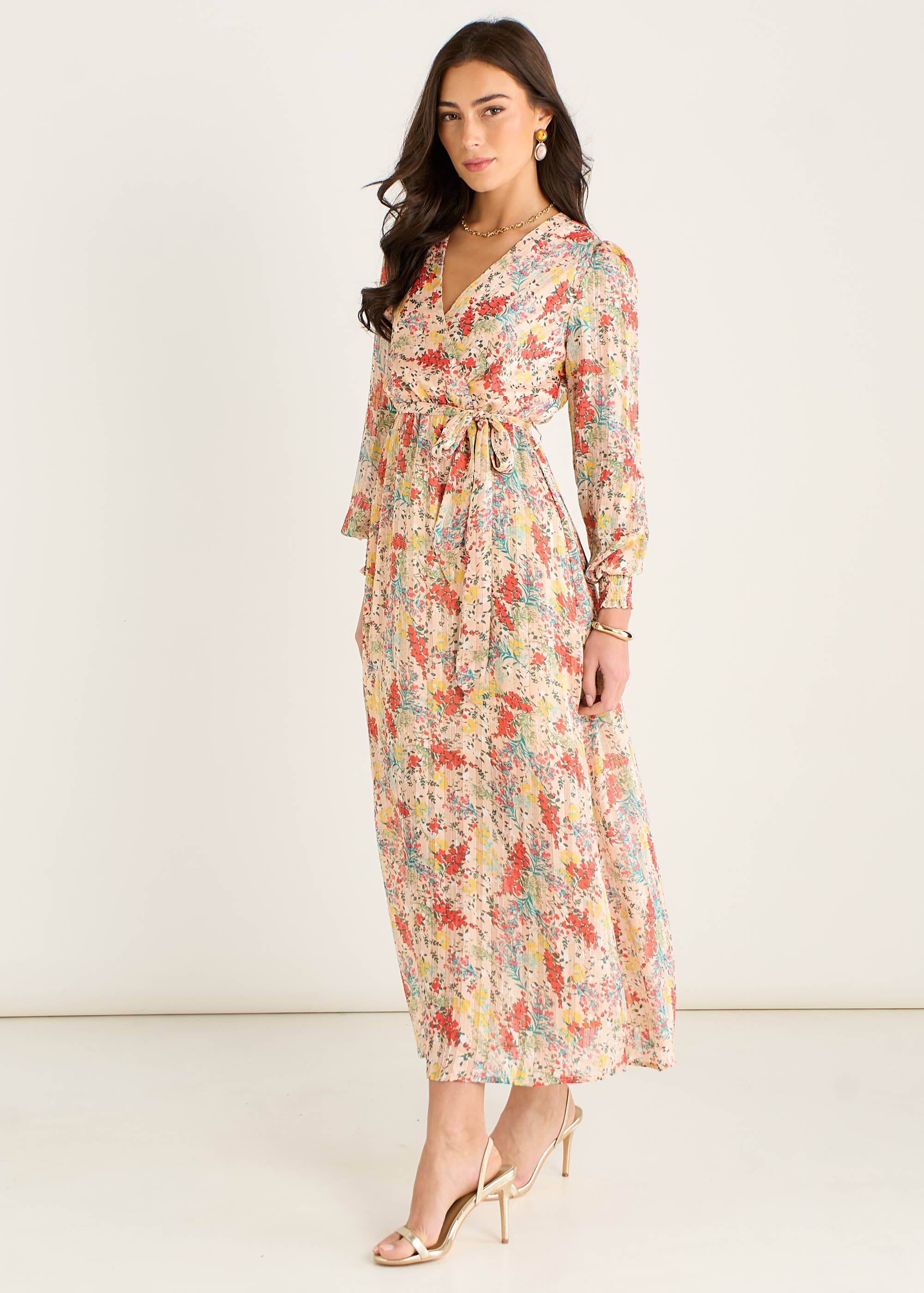 Multi Jacquard Chiffon Midi Dress