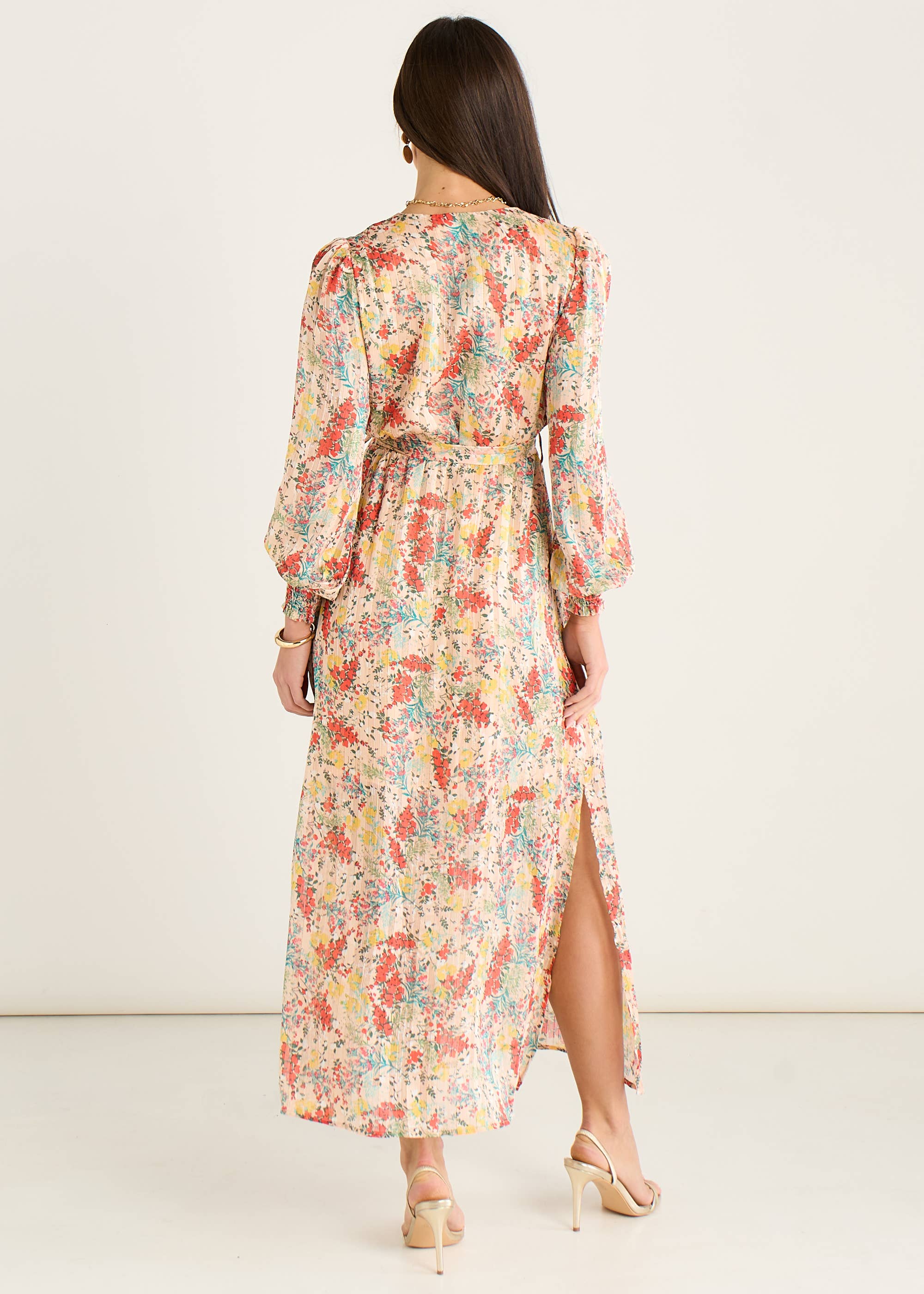 Multi Jacquard Chiffon Midi Dress