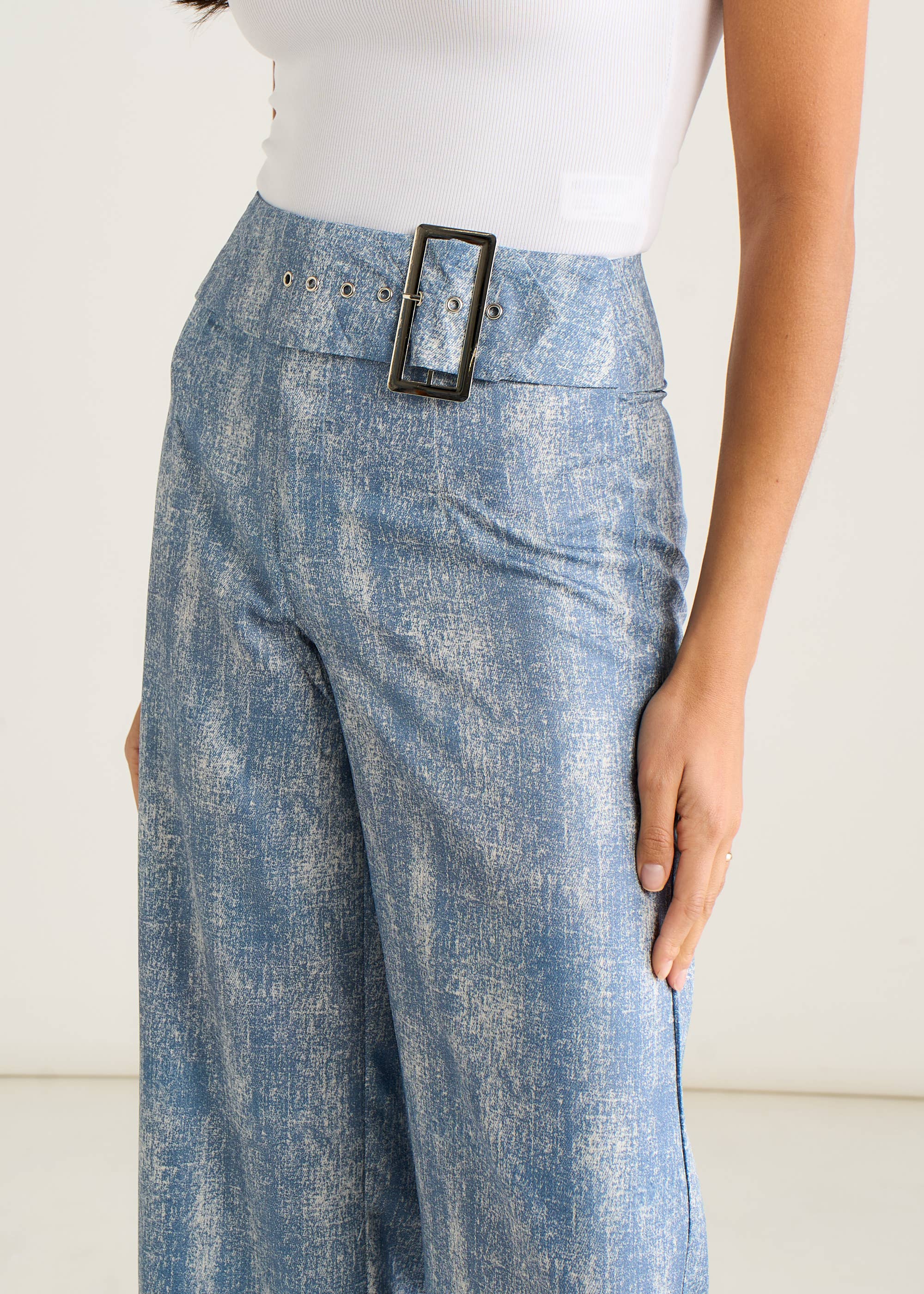 Blue Buckle Detail Trouser