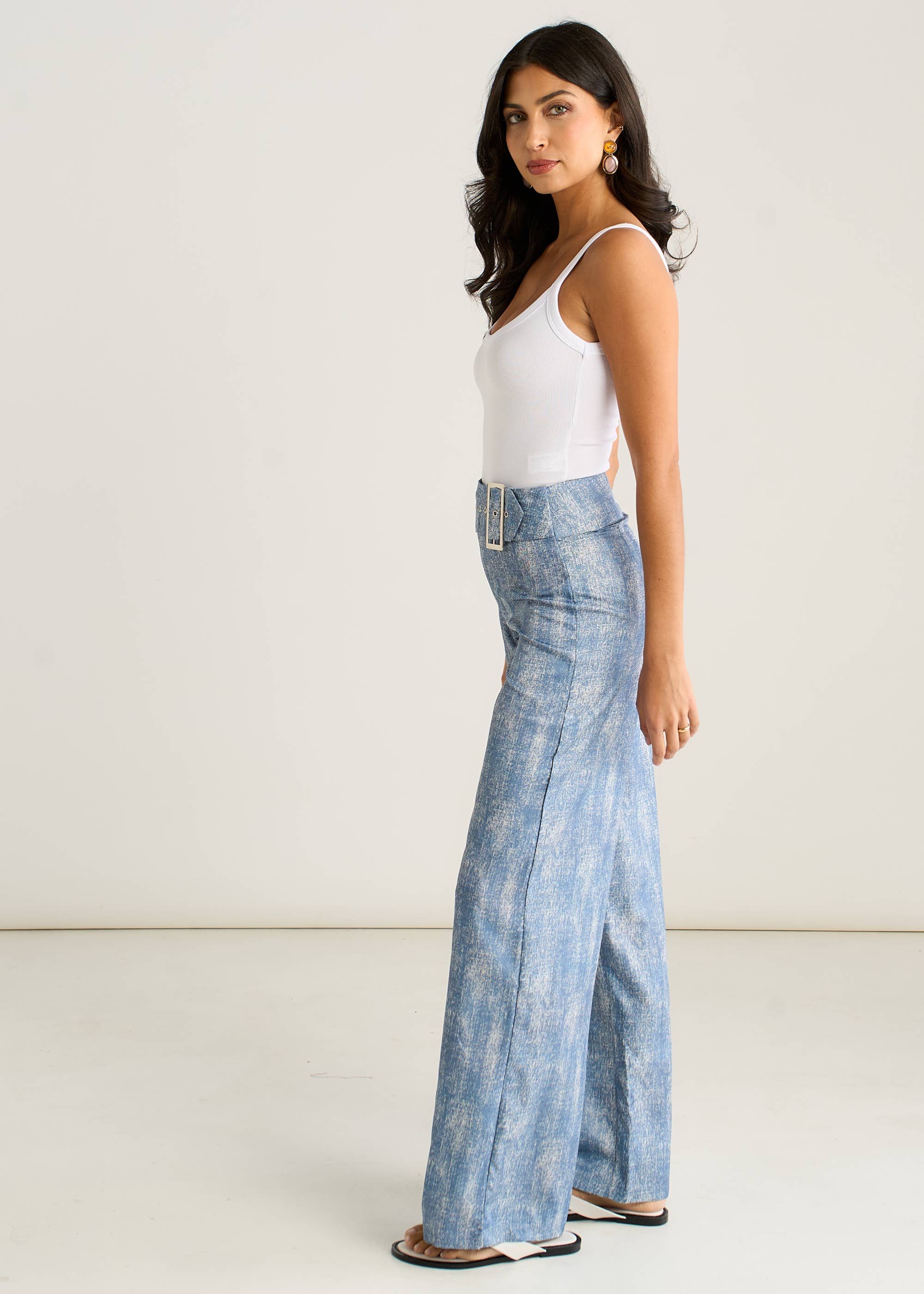 Blue Buckle Detail Trouser