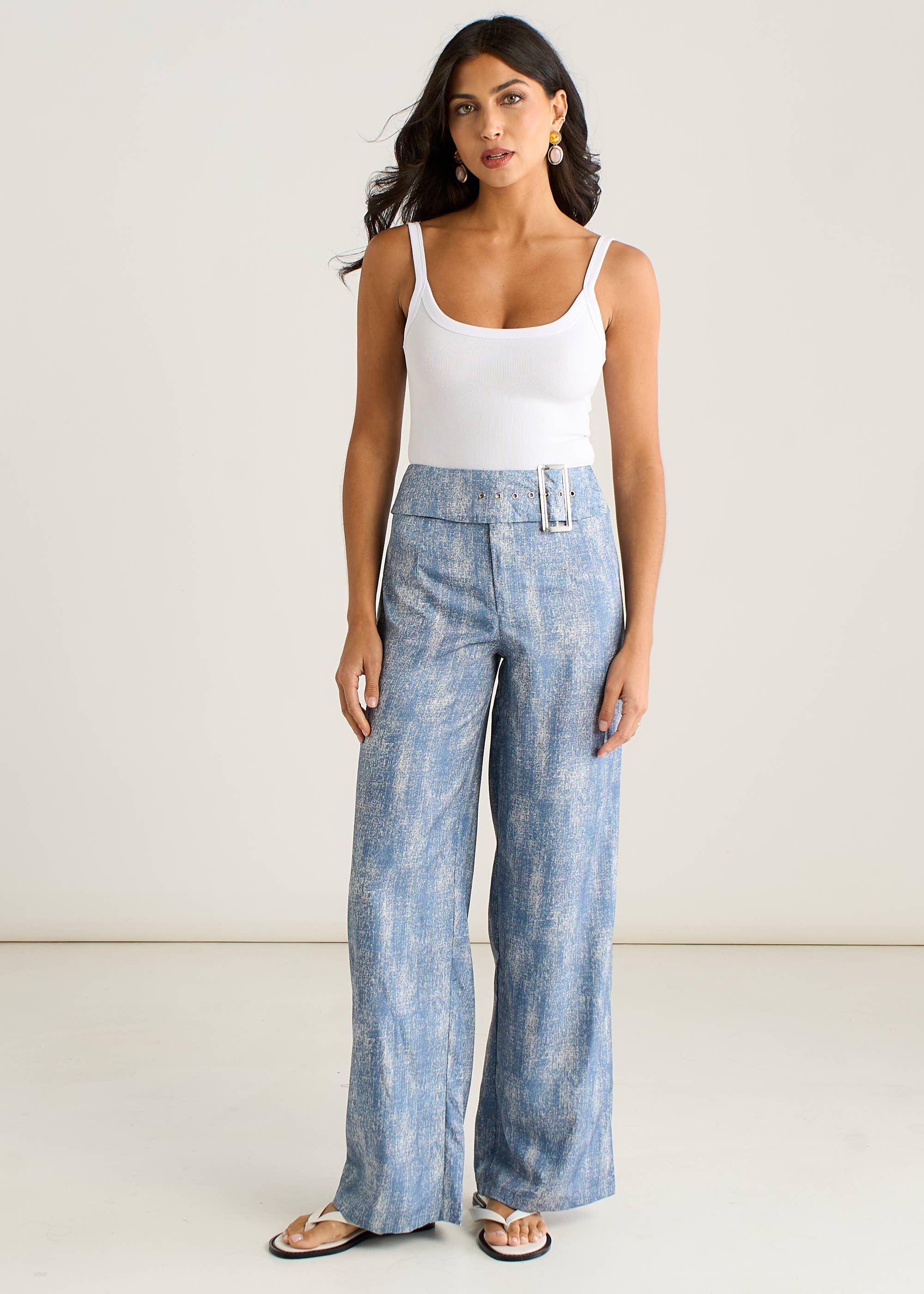 Blue Buckle Detail Trouser