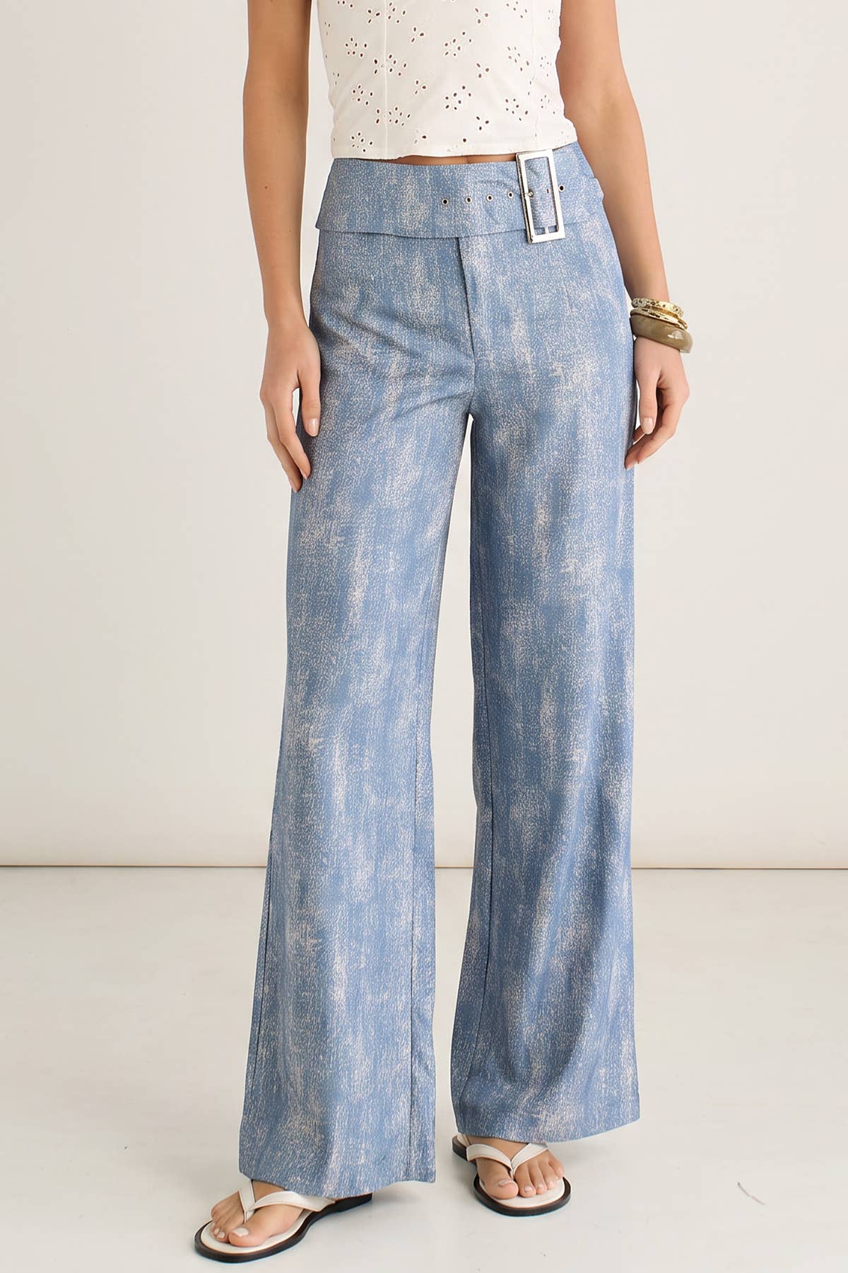 Blue Buckle Detail Trouser– View 3 | Gini London
