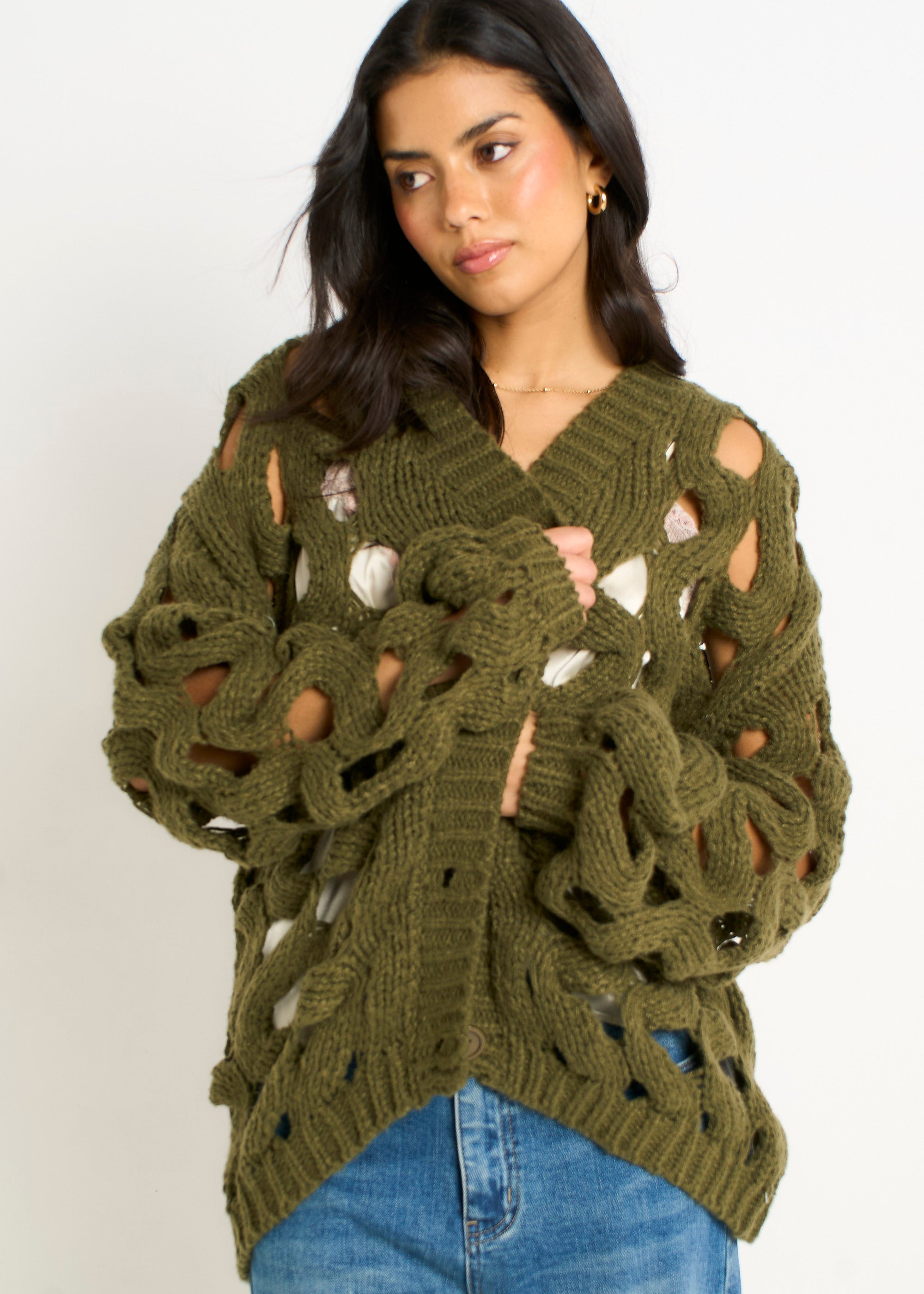 Hollow Chunky Knit Cardigan
