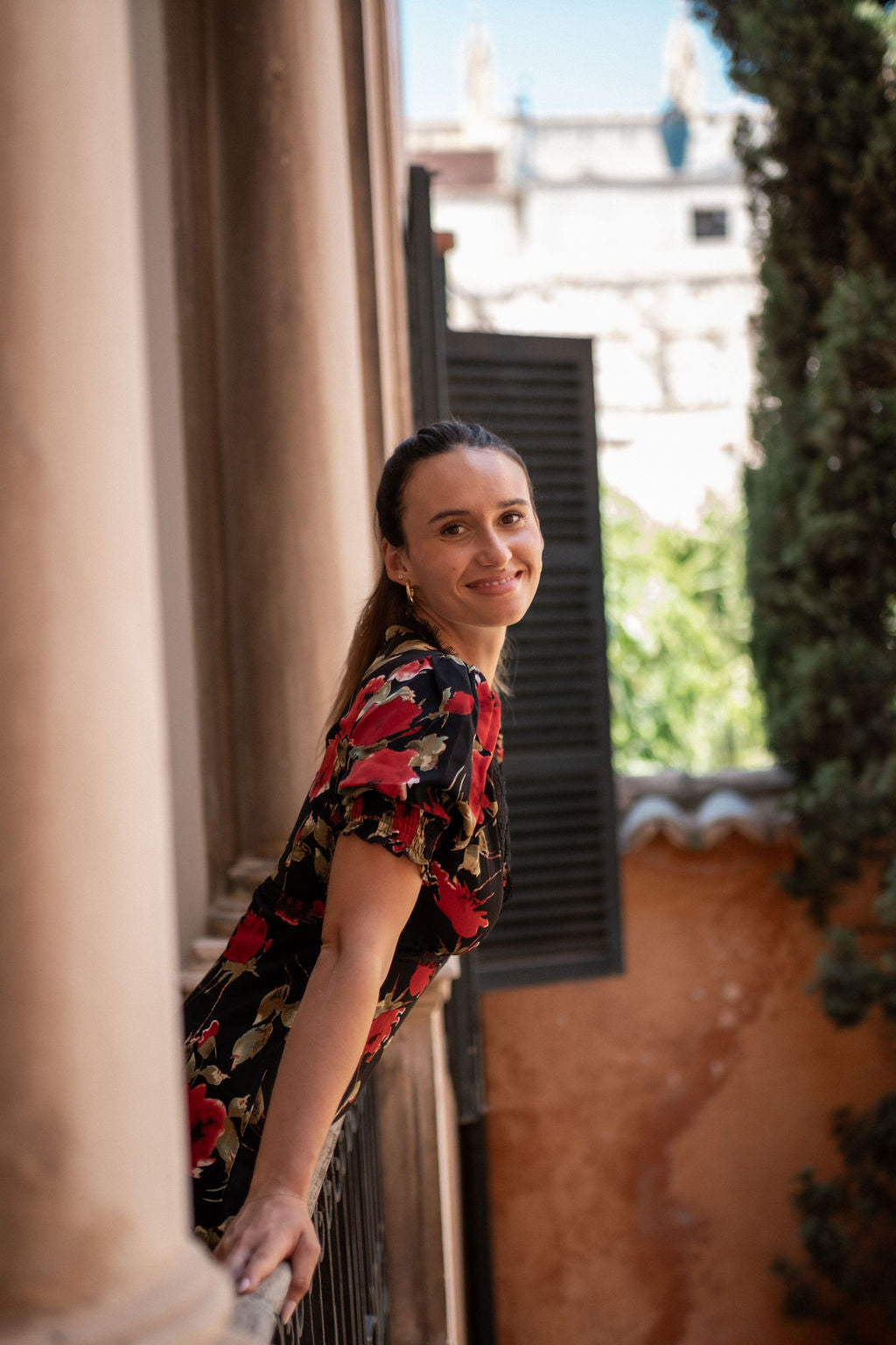 Black Floral Lace Trim Detail Midi Dress