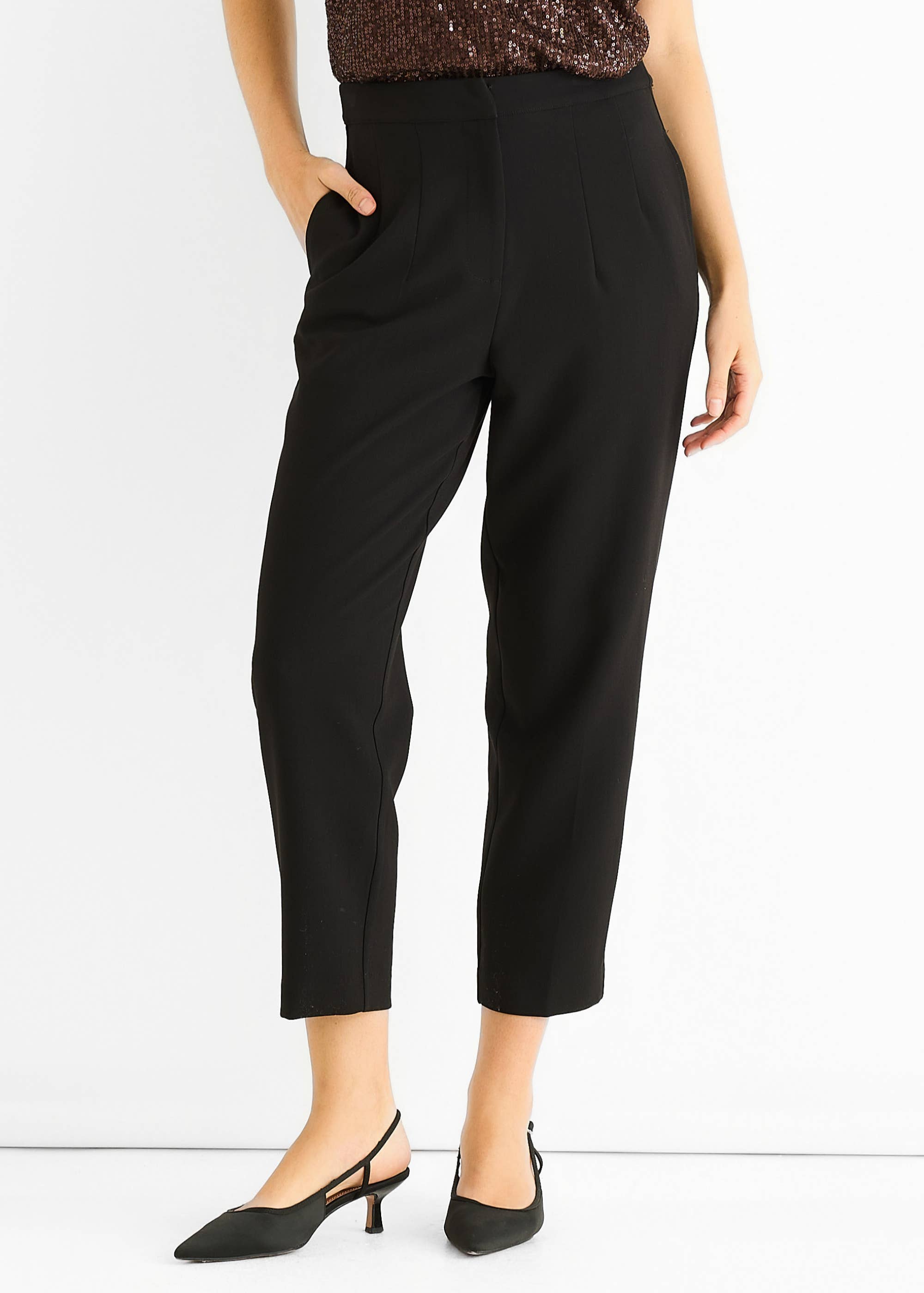 Black Ankle Grazer Cigarette Tailored Trousers