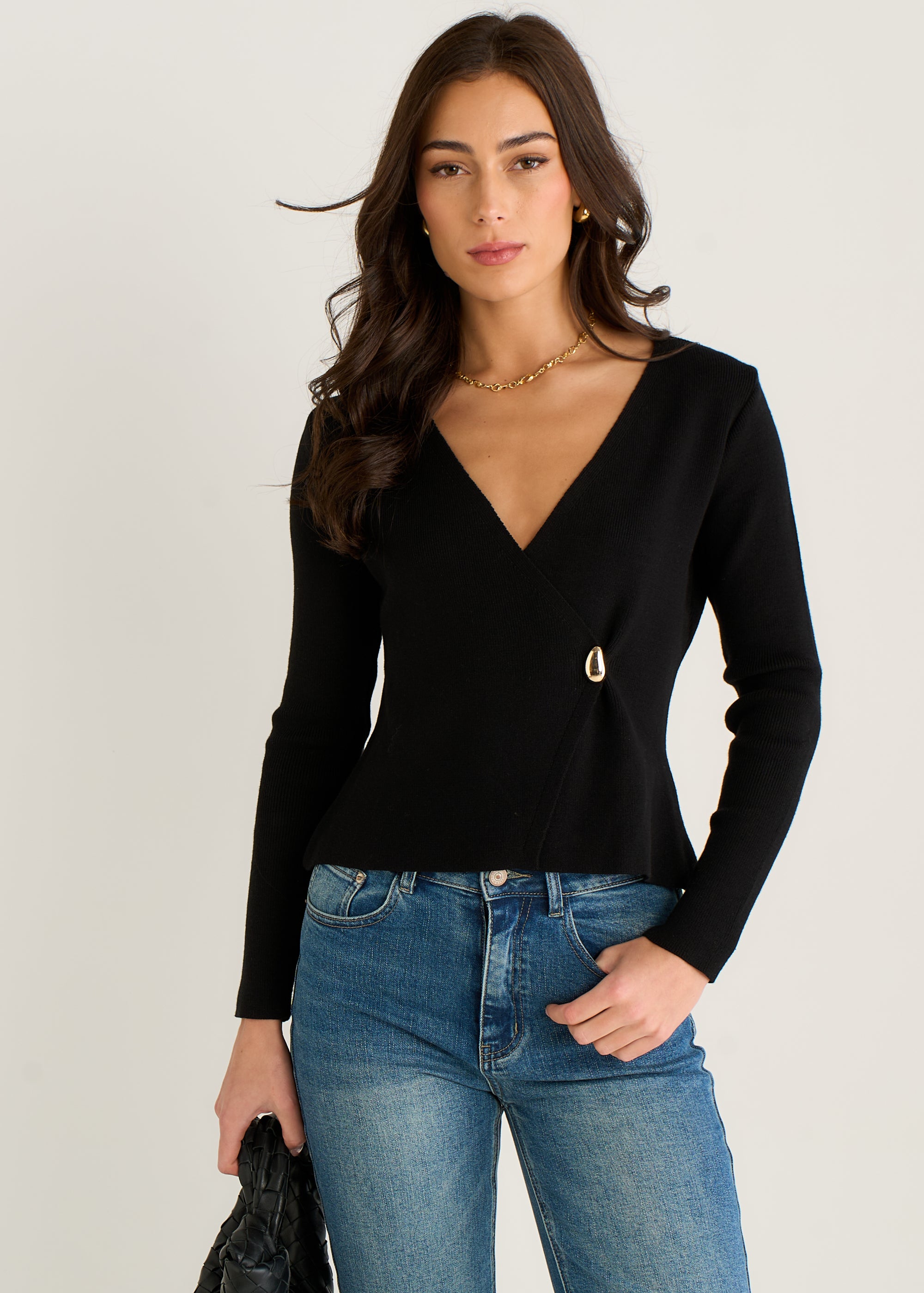 Button Wrap Compact Knit Cardigan
