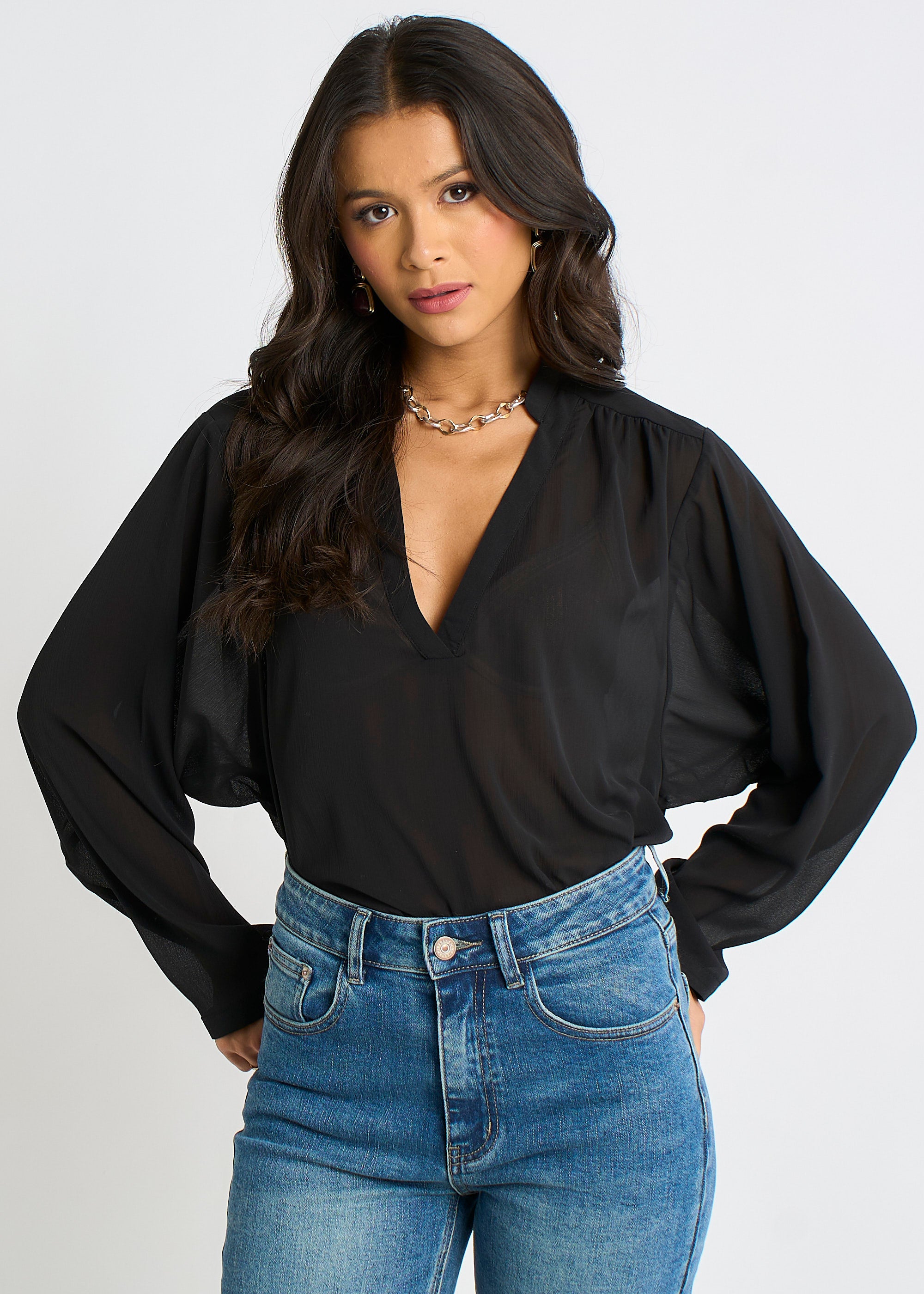 Textured Chiffon Oversized Blouse