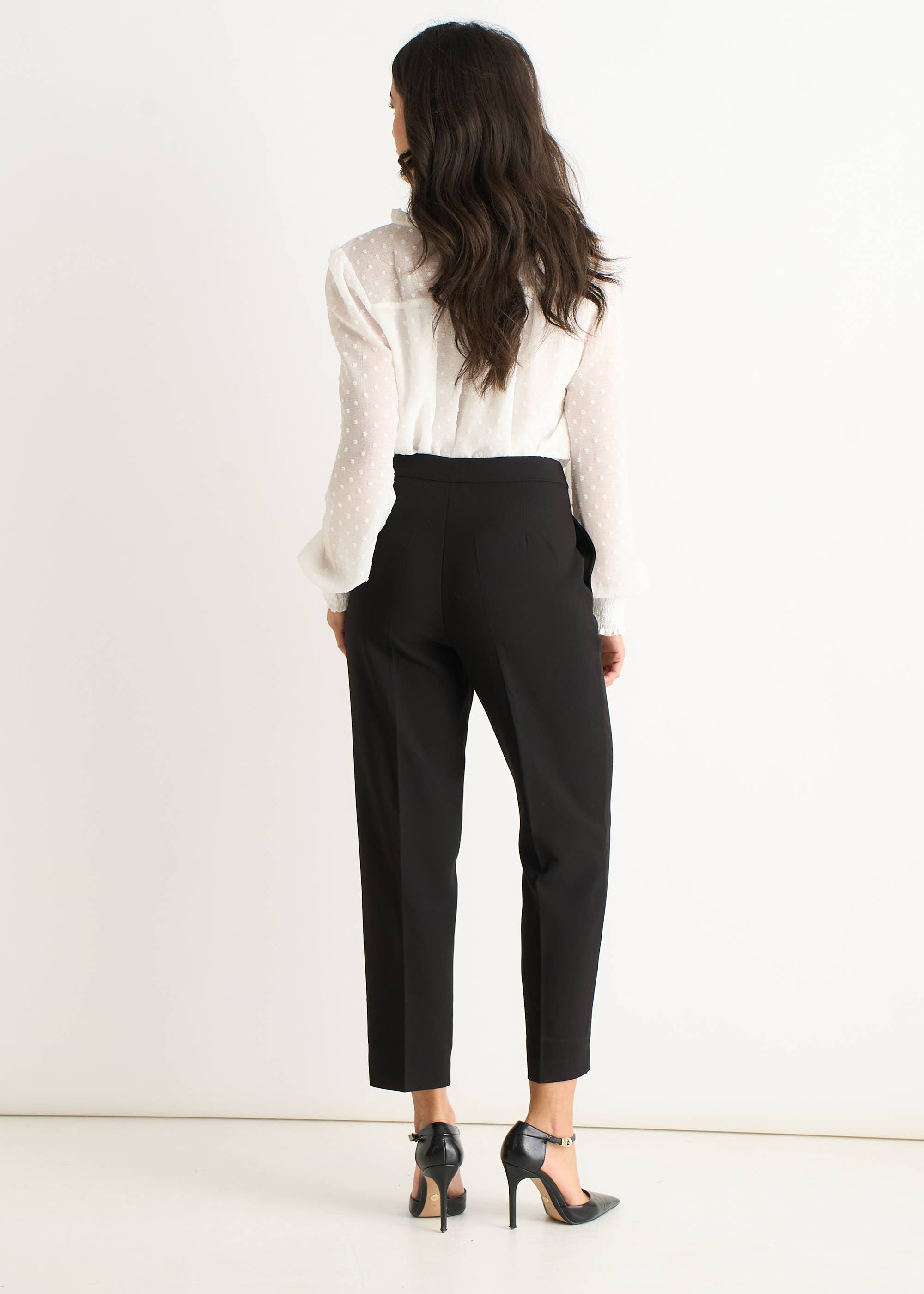 Black Ankle Grazer Cigarette Tailored Trousers