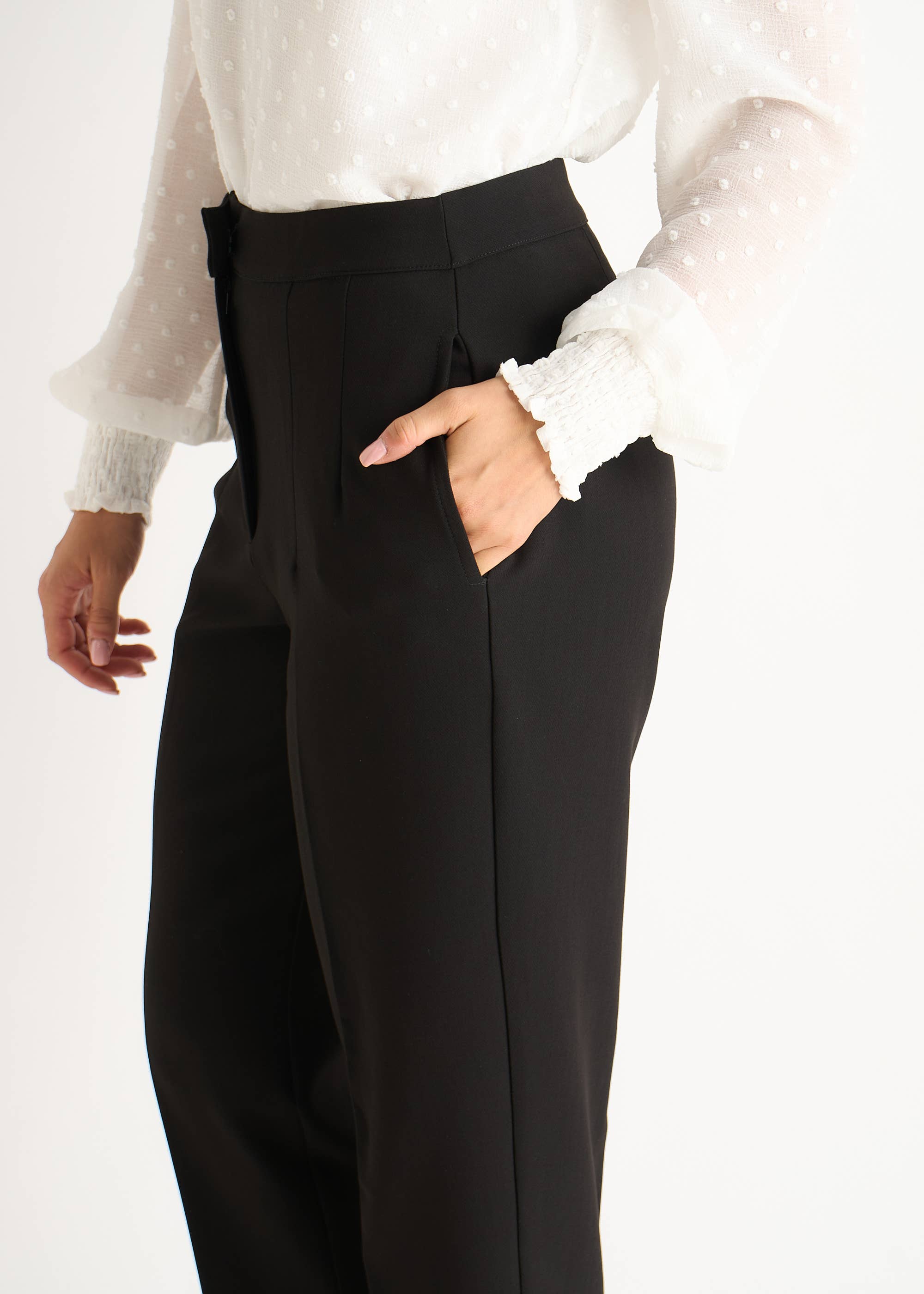 Black Ankle Grazer Cigarette Tailored Trousers