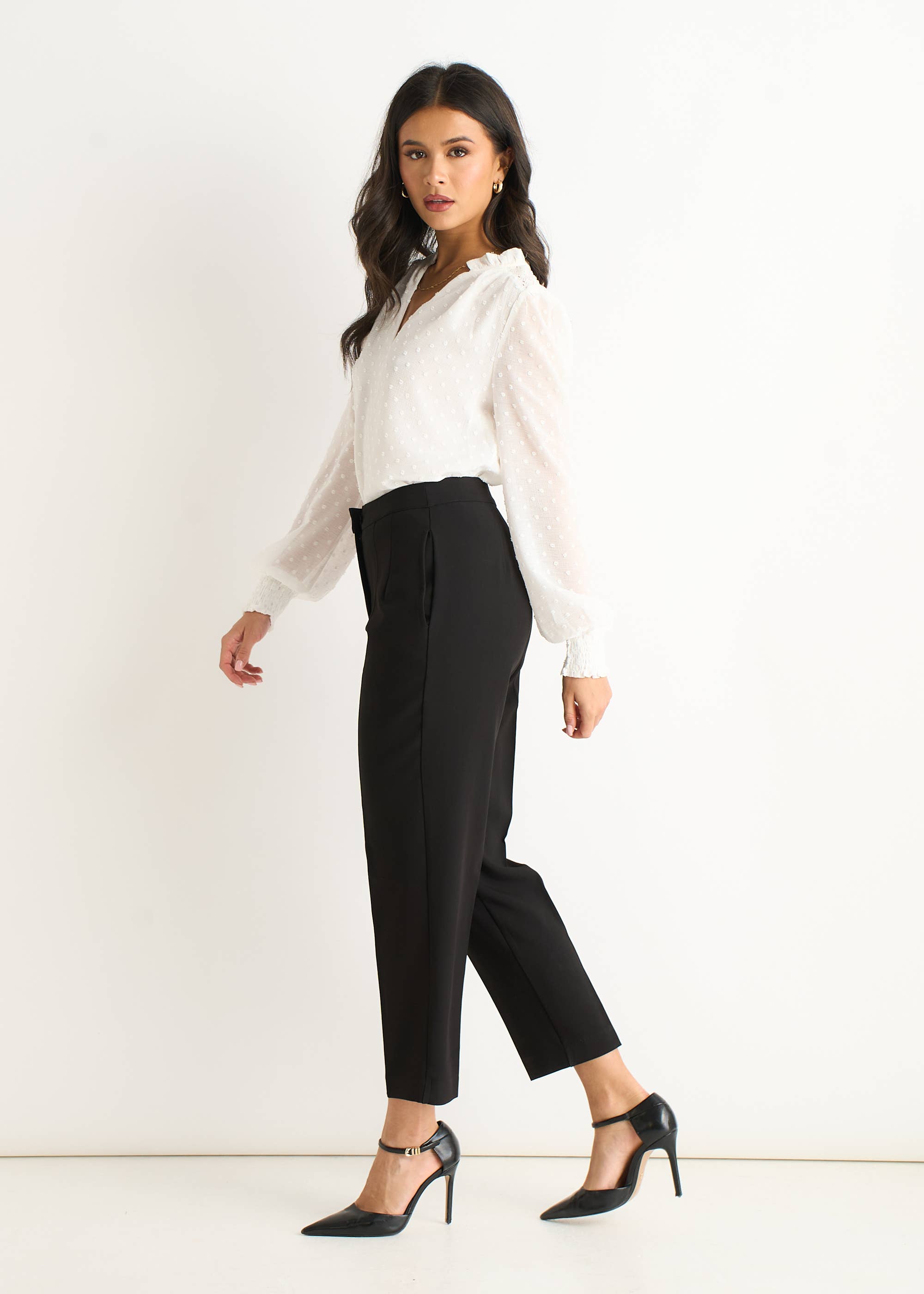Black Ankle Grazer Cigarette Tailored Trousers
