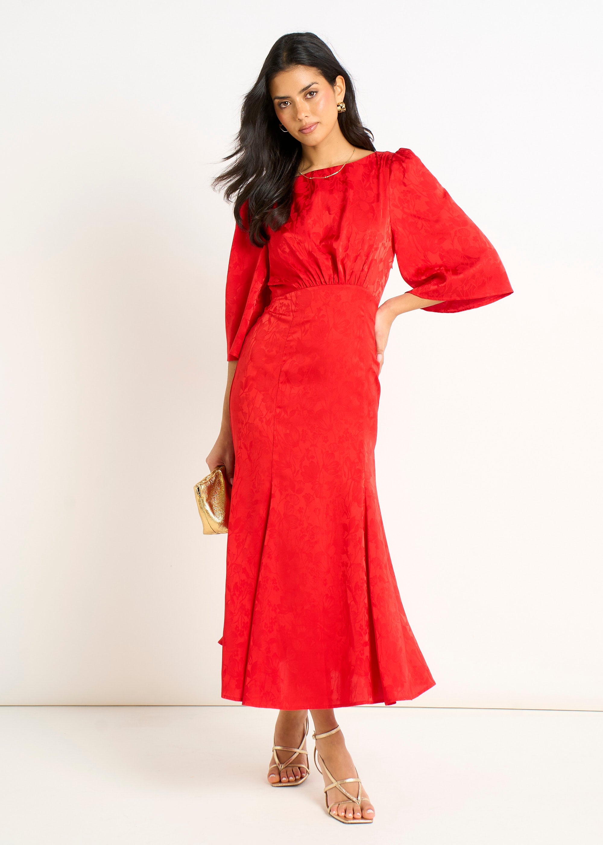 Satin Jacquard Midi Dress