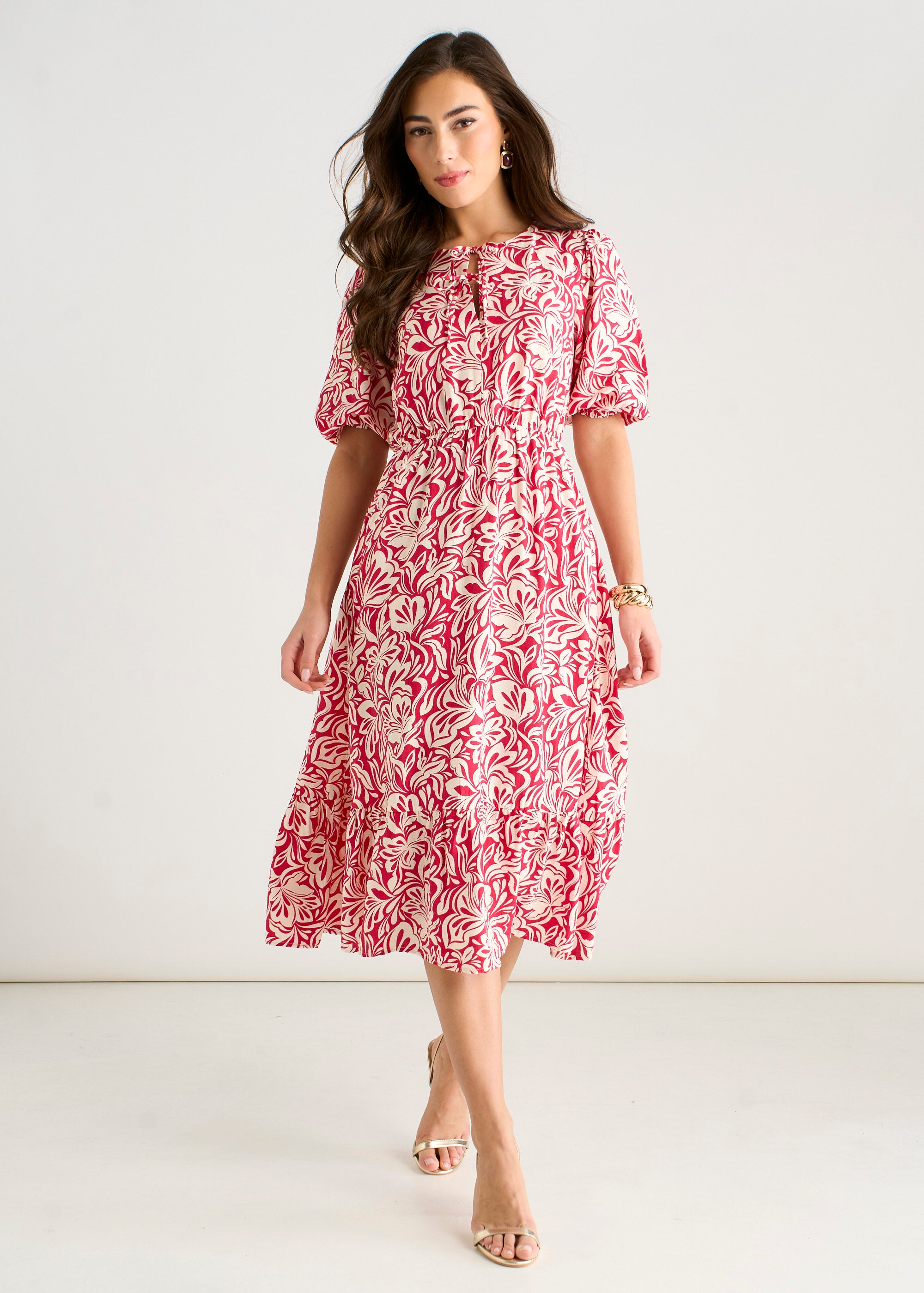 Paisley Print Elasticated Waist Midi Dress