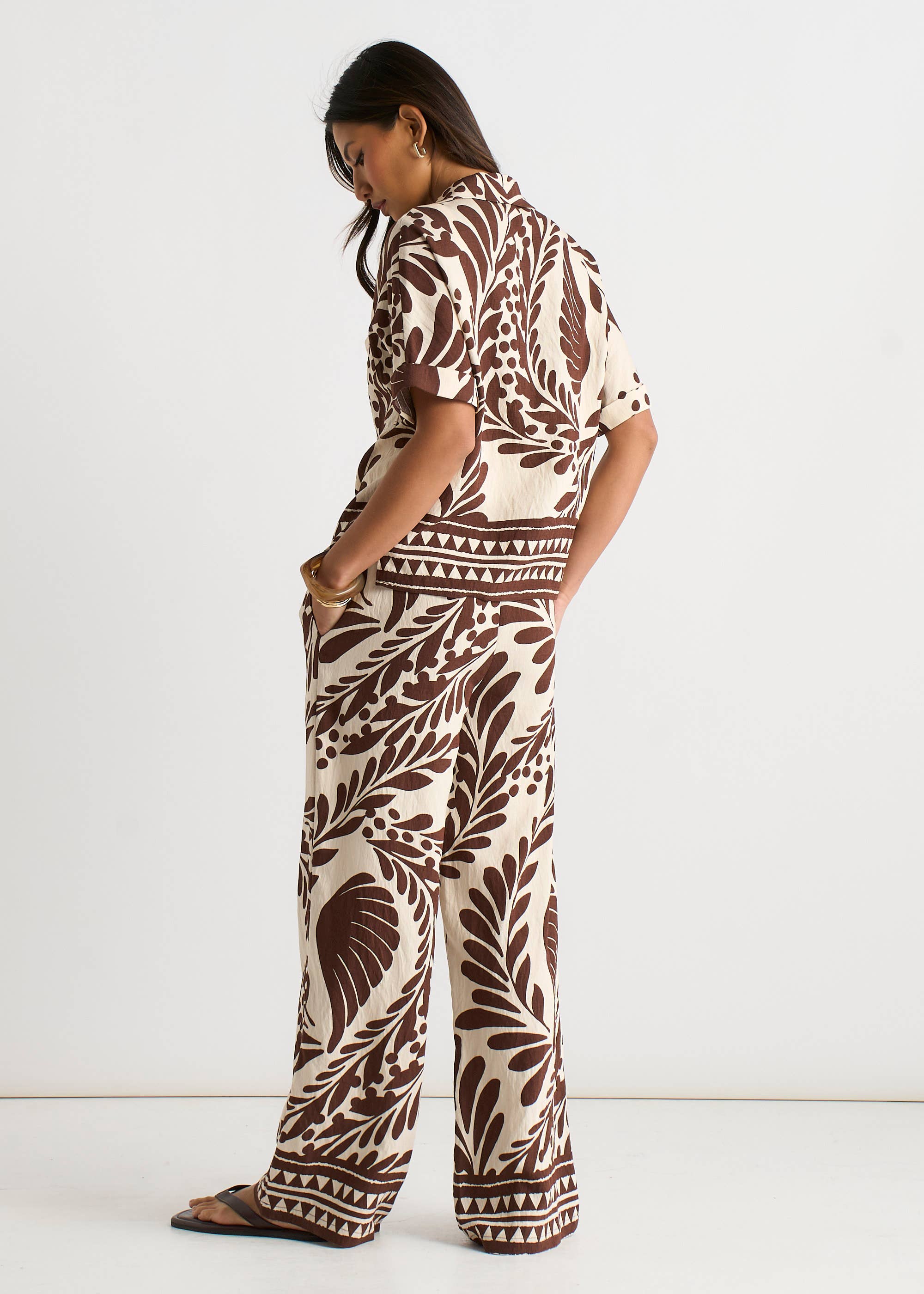 Chocolate Border Print Resort Shirt