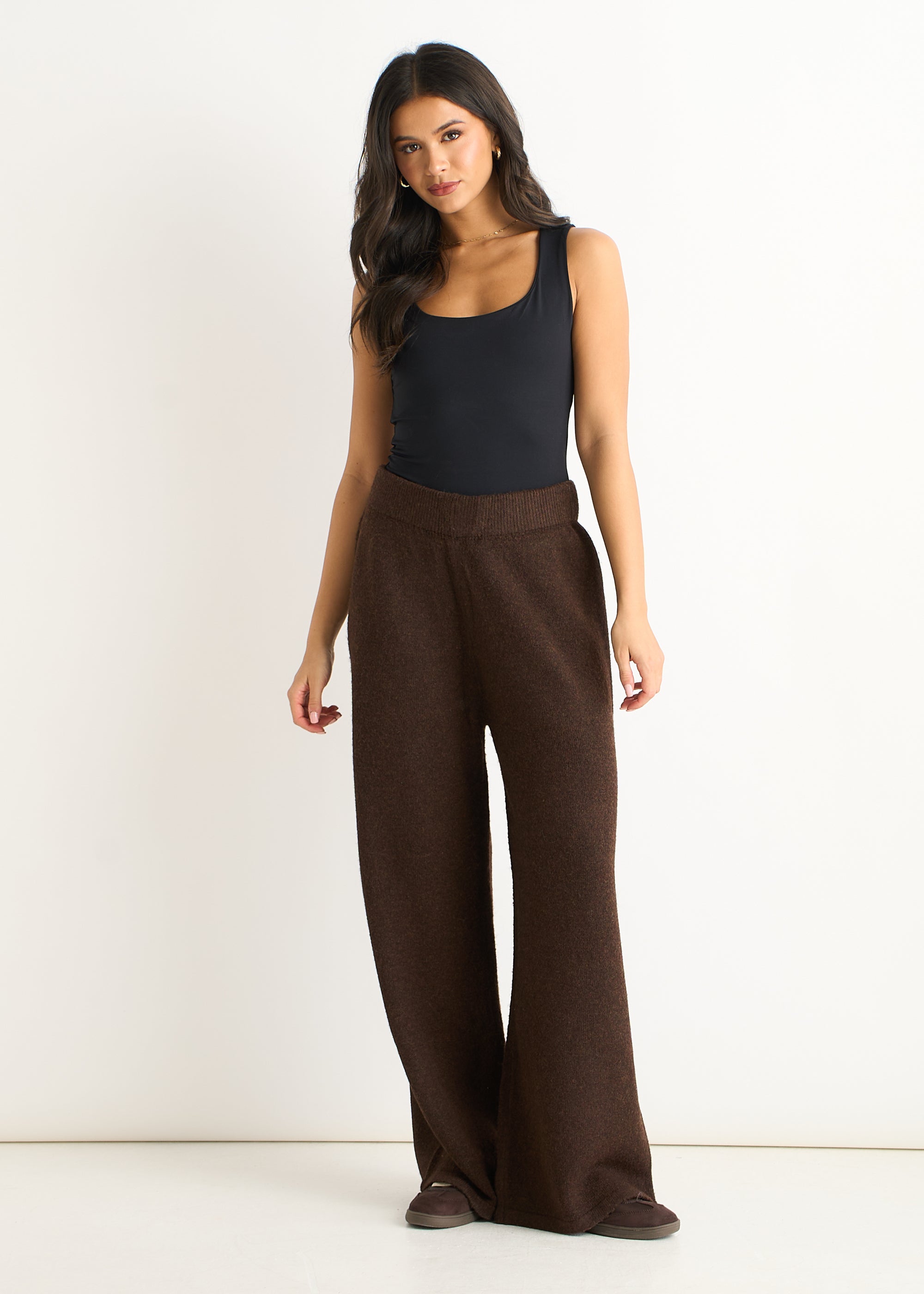 Soft Knit Pull On Wide Leg Trousers