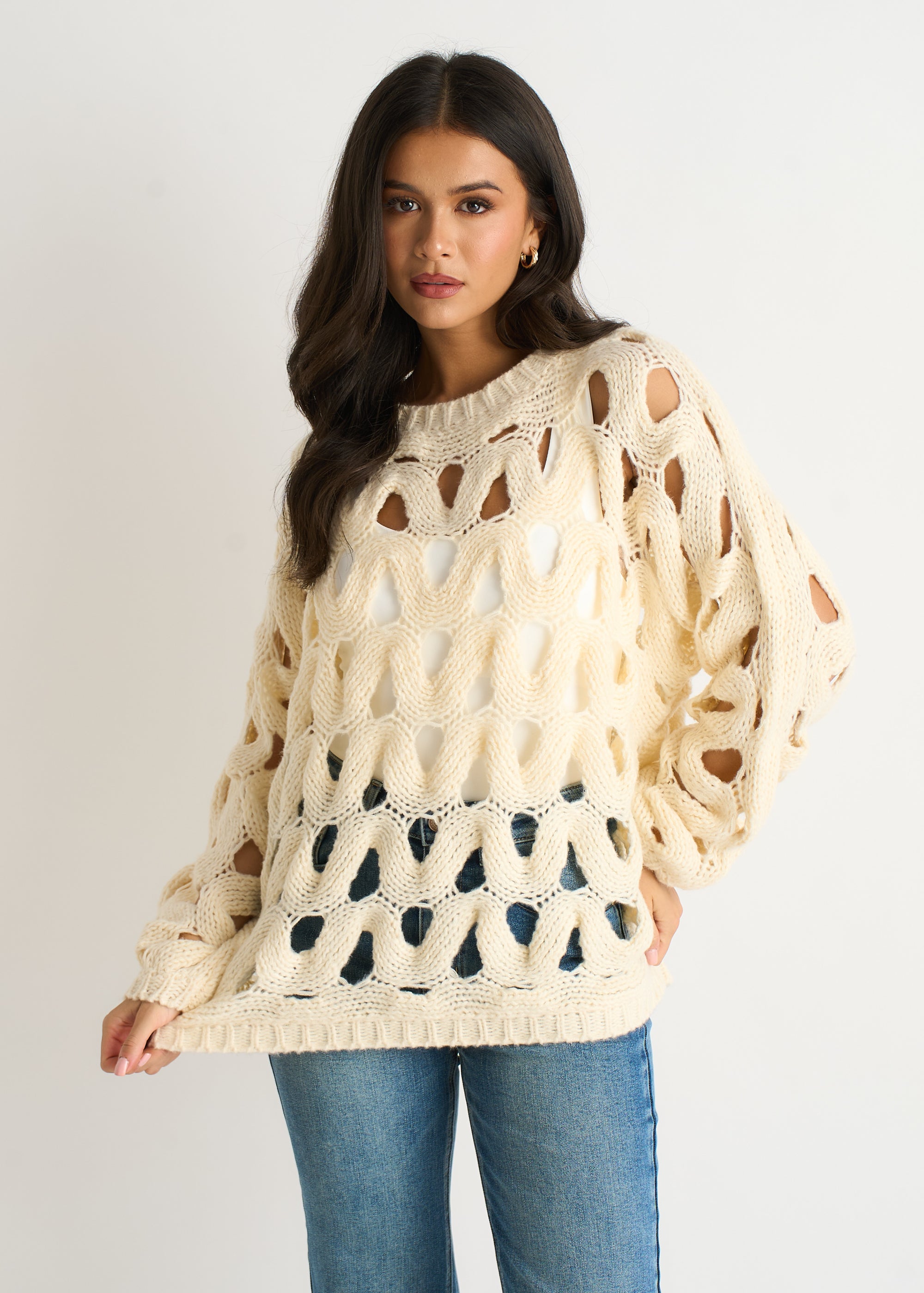 Butter Hollow Chunky Knit Jumper