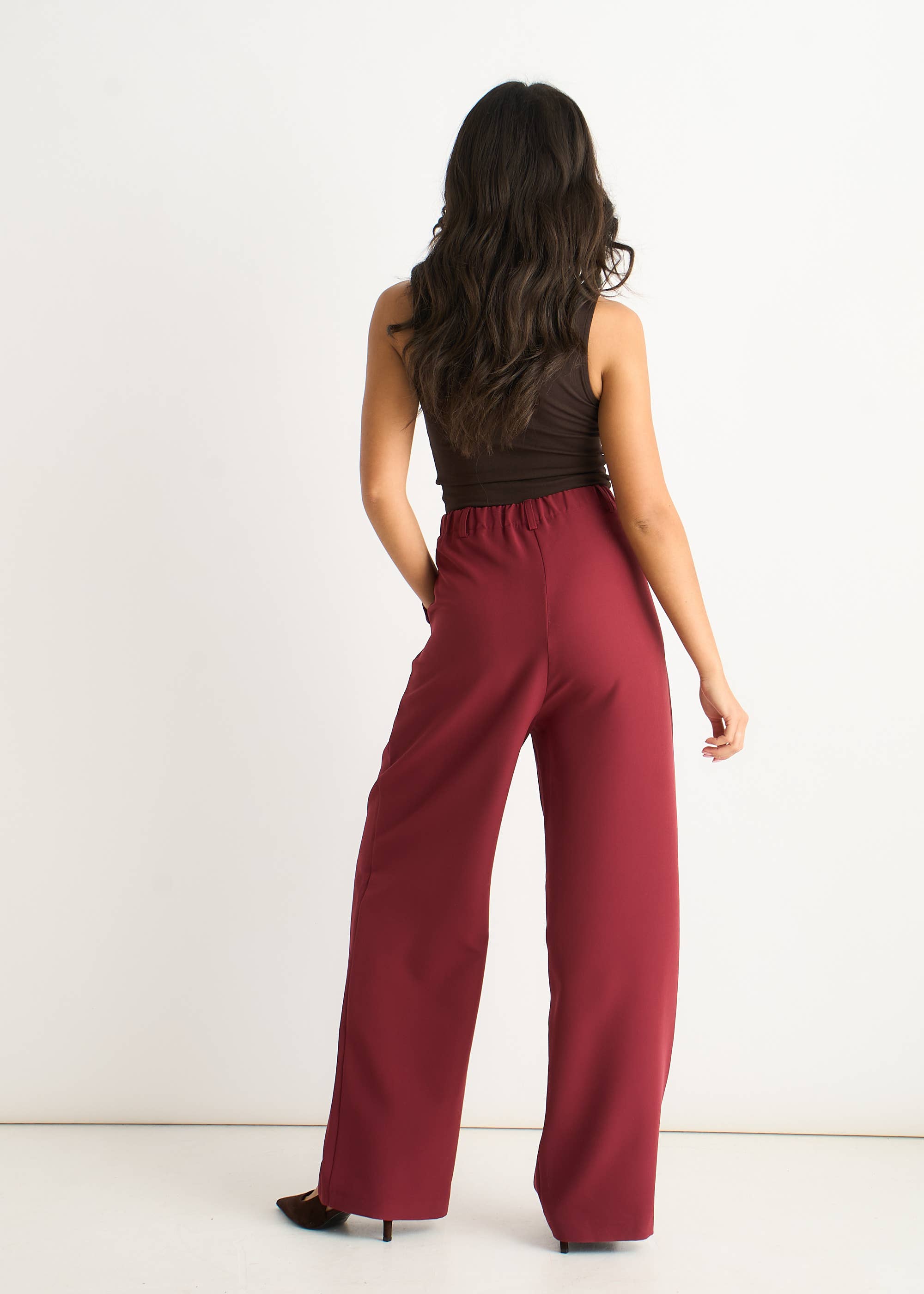 Rust Wide Leg Pleat Tailoring Trouser