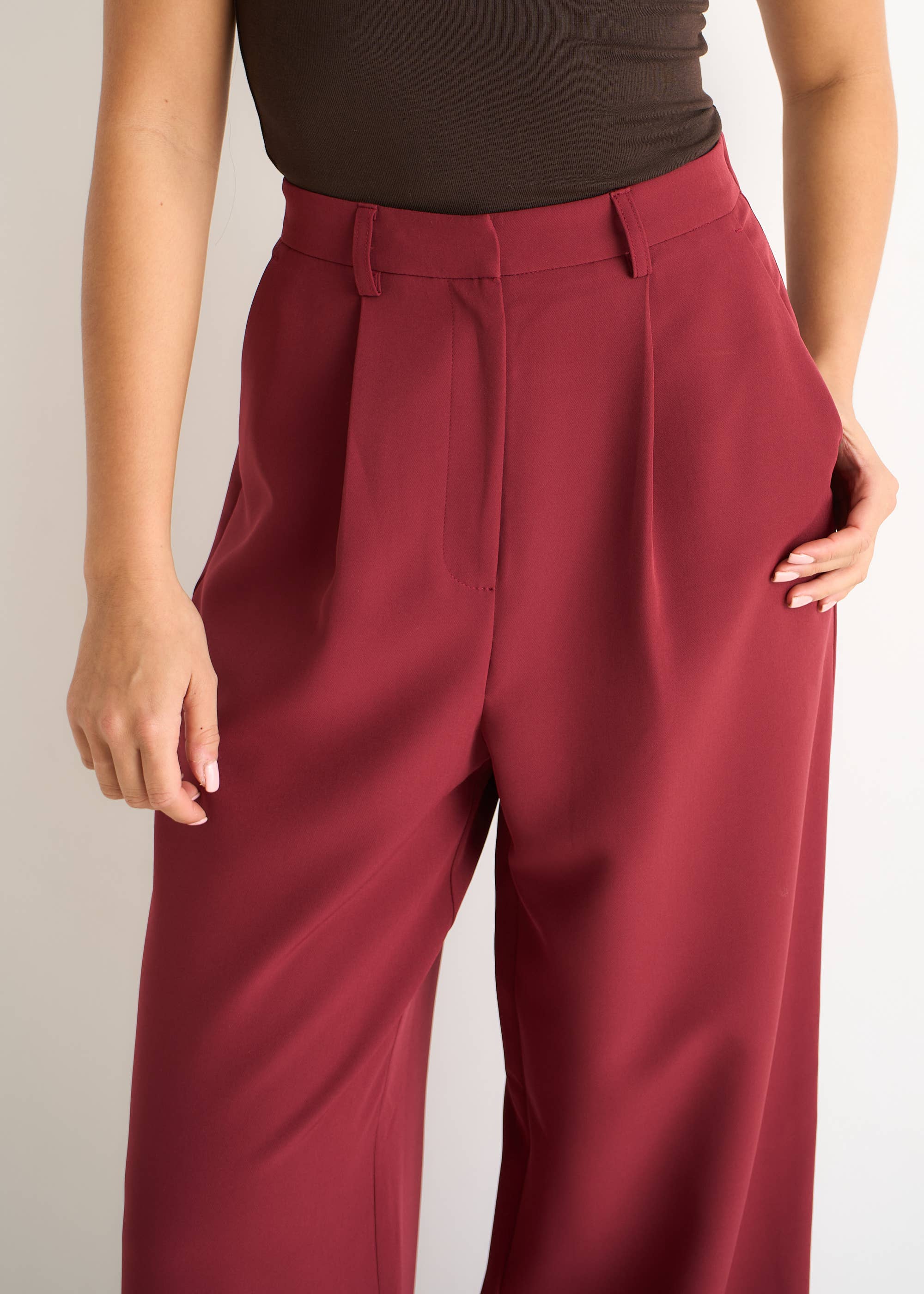 Rust Wide Leg Pleat Tailoring Trouser