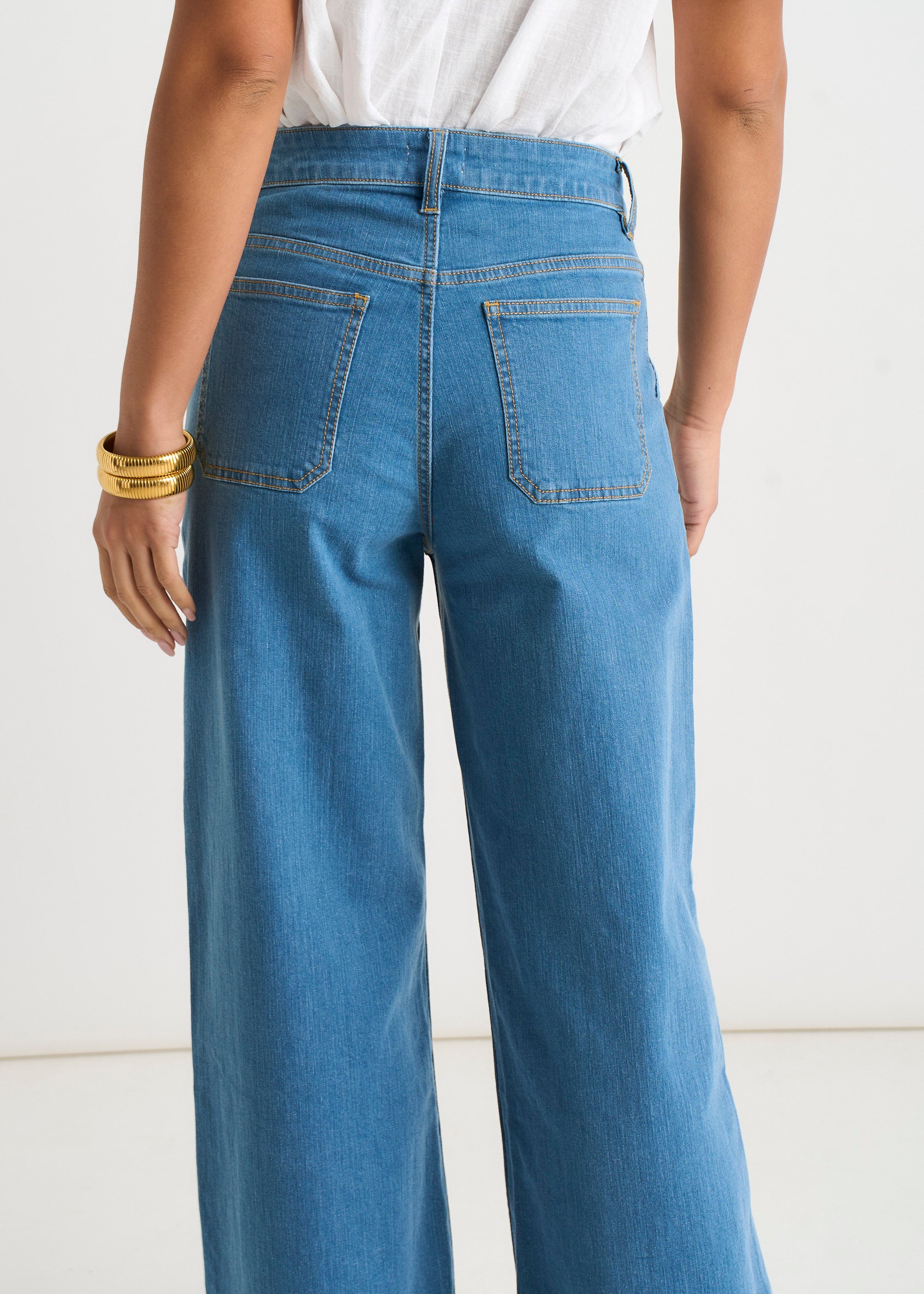Blue Pleat Wide Leg Jean