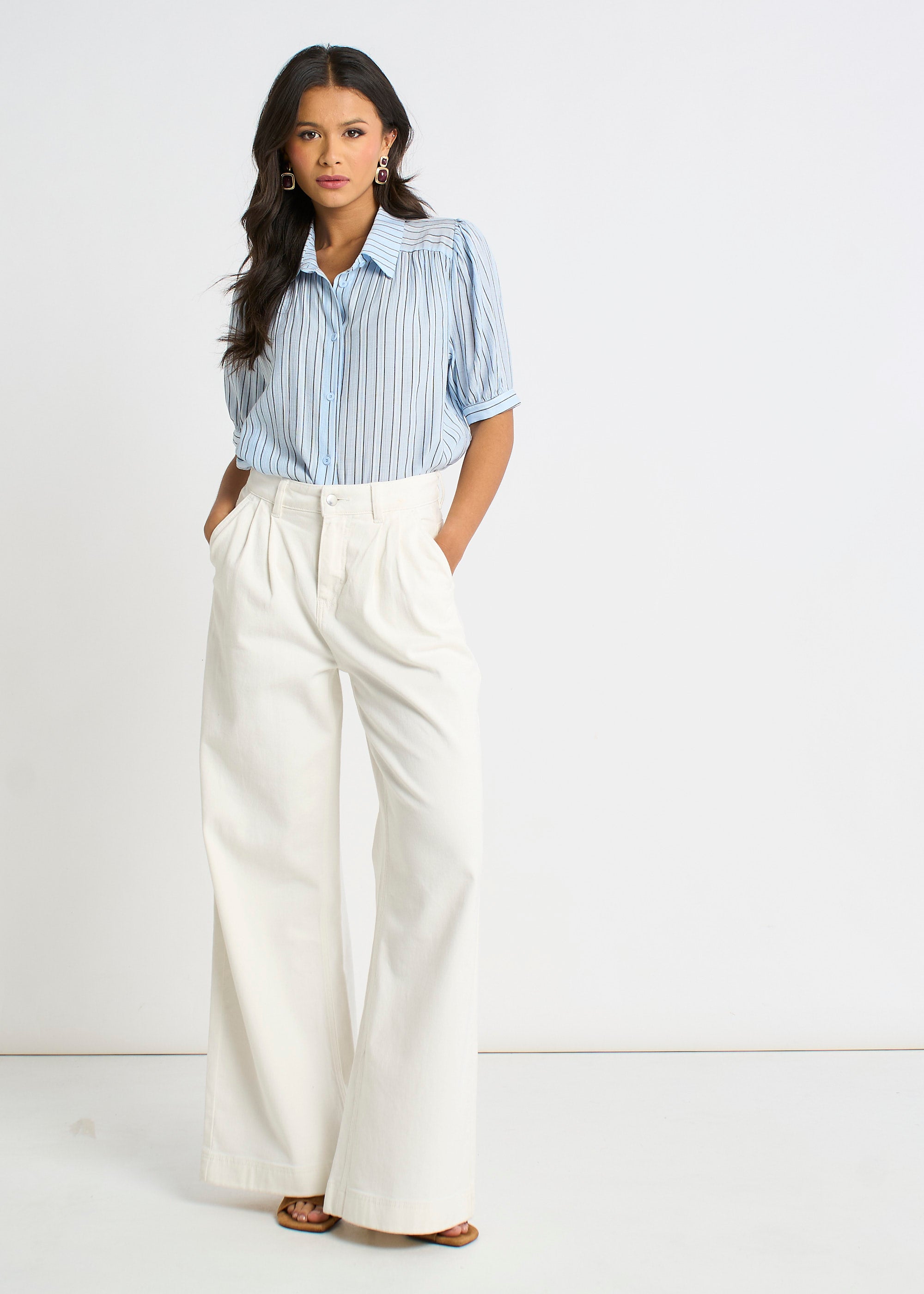 Off White Pleat Wide Leg Jean