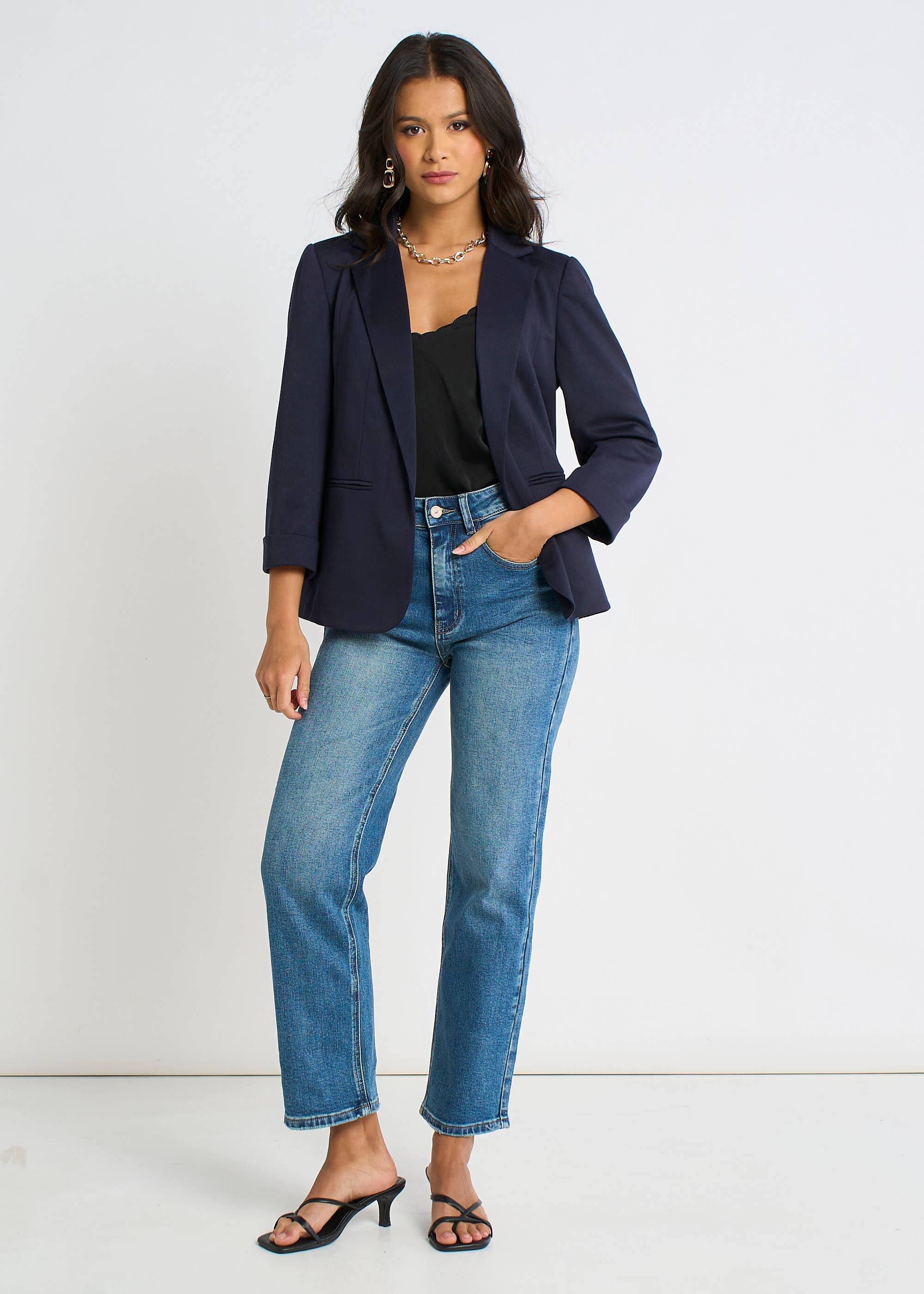 Navy Ponte Edge to Edge Jacket