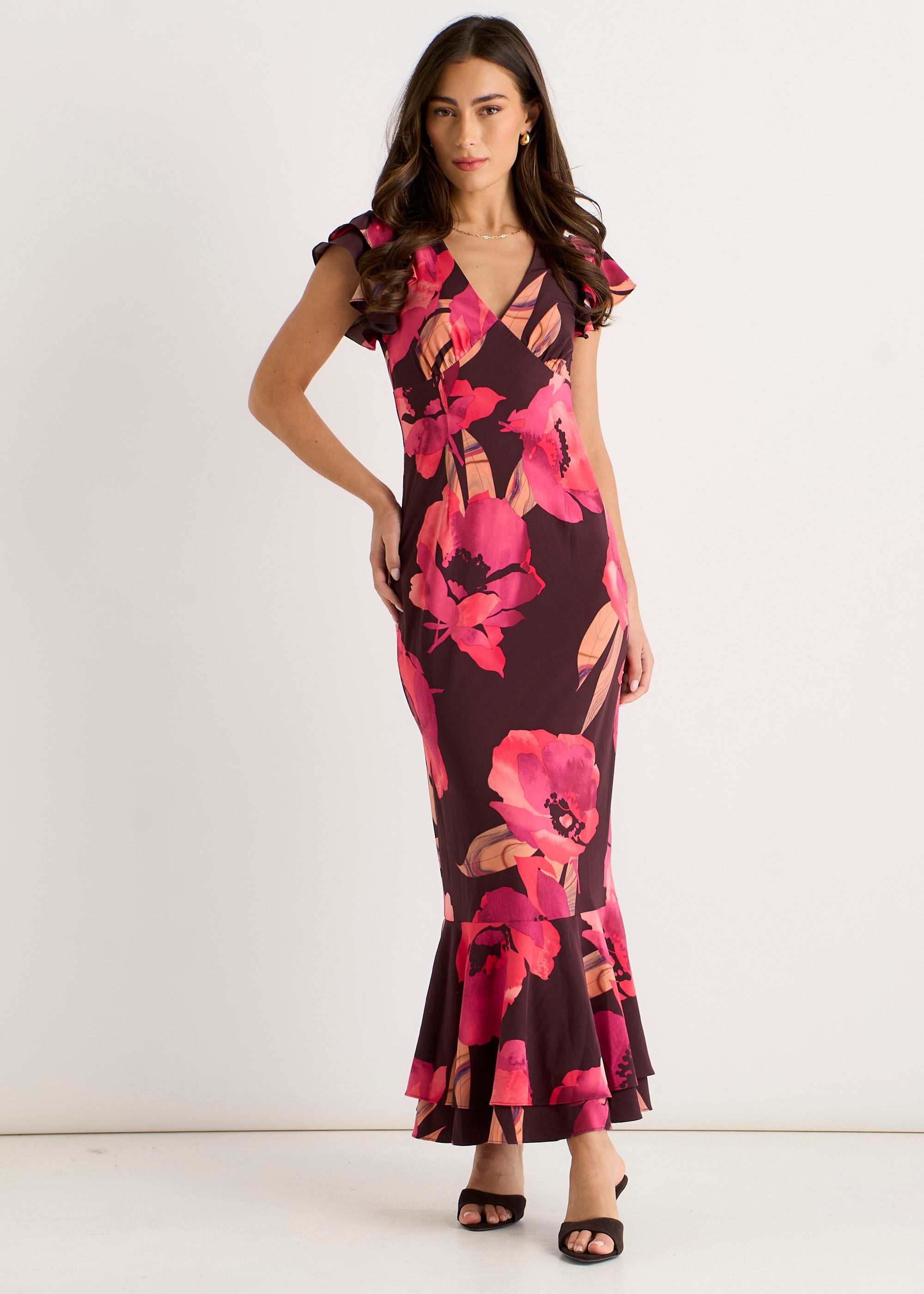 Green Floral Elastic Waist Maxi Dress – Gini London