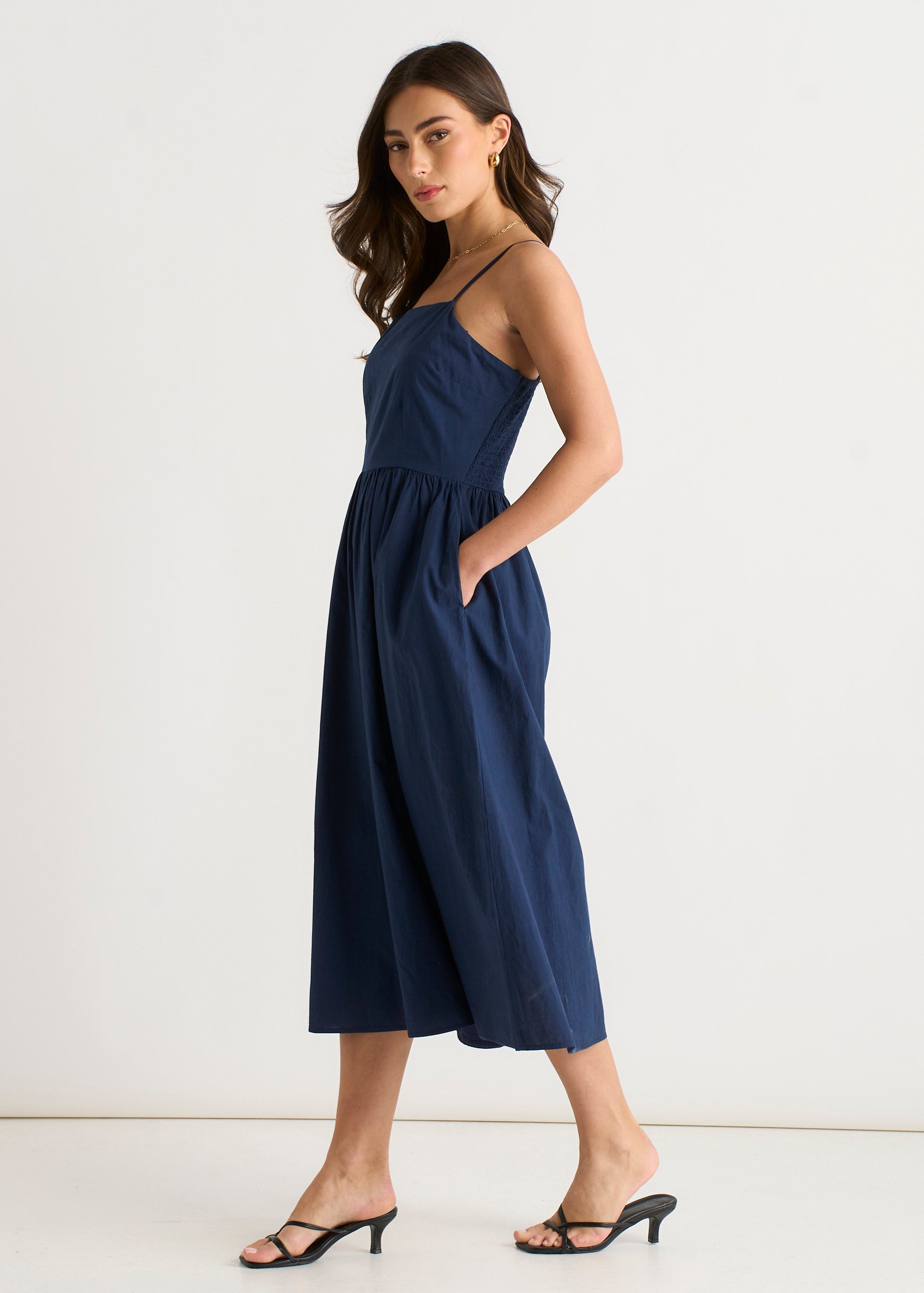 Navy Wide Leg Strappy Jumpsuit