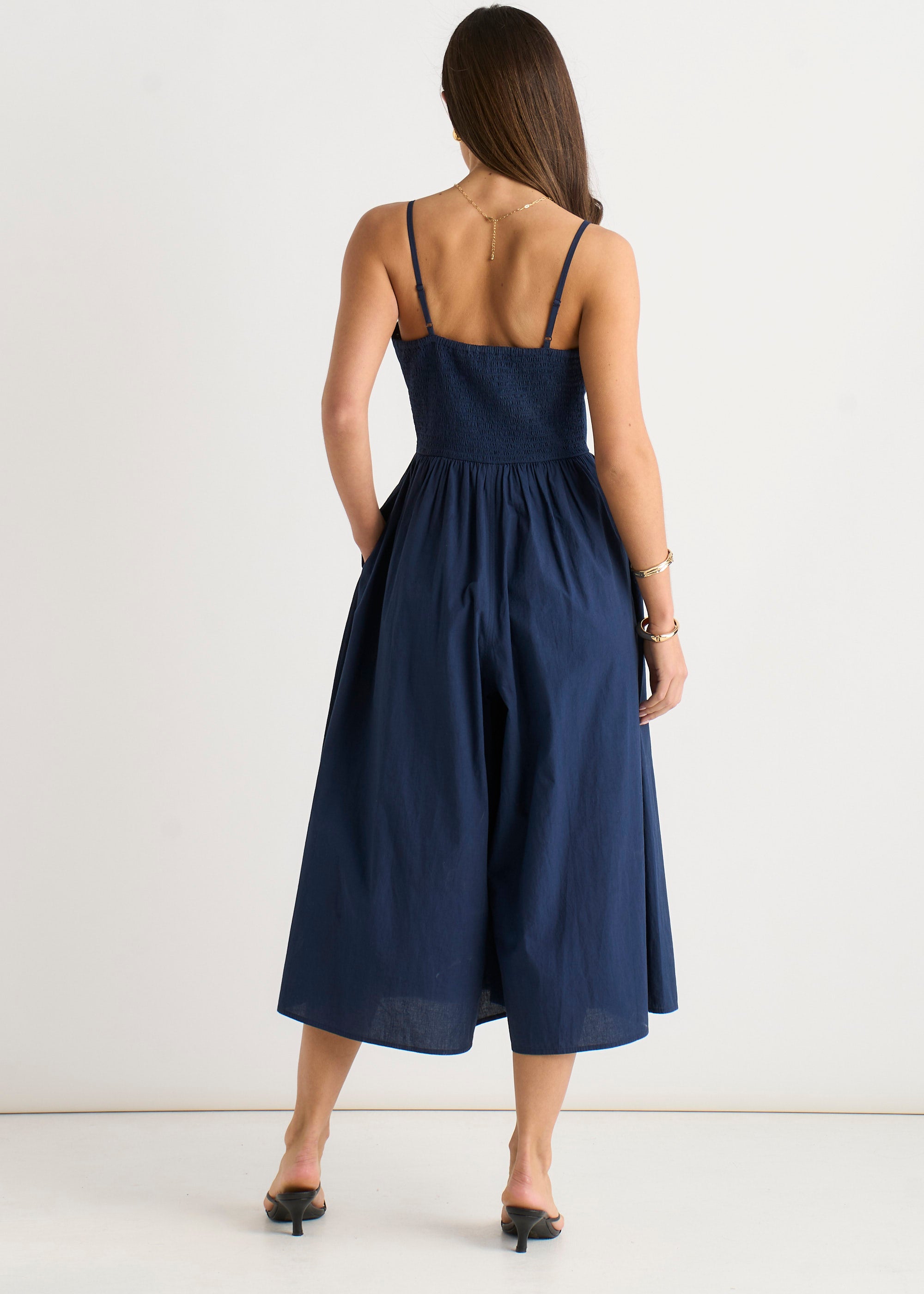 Navy Wide Leg Strappy Jumpsuit