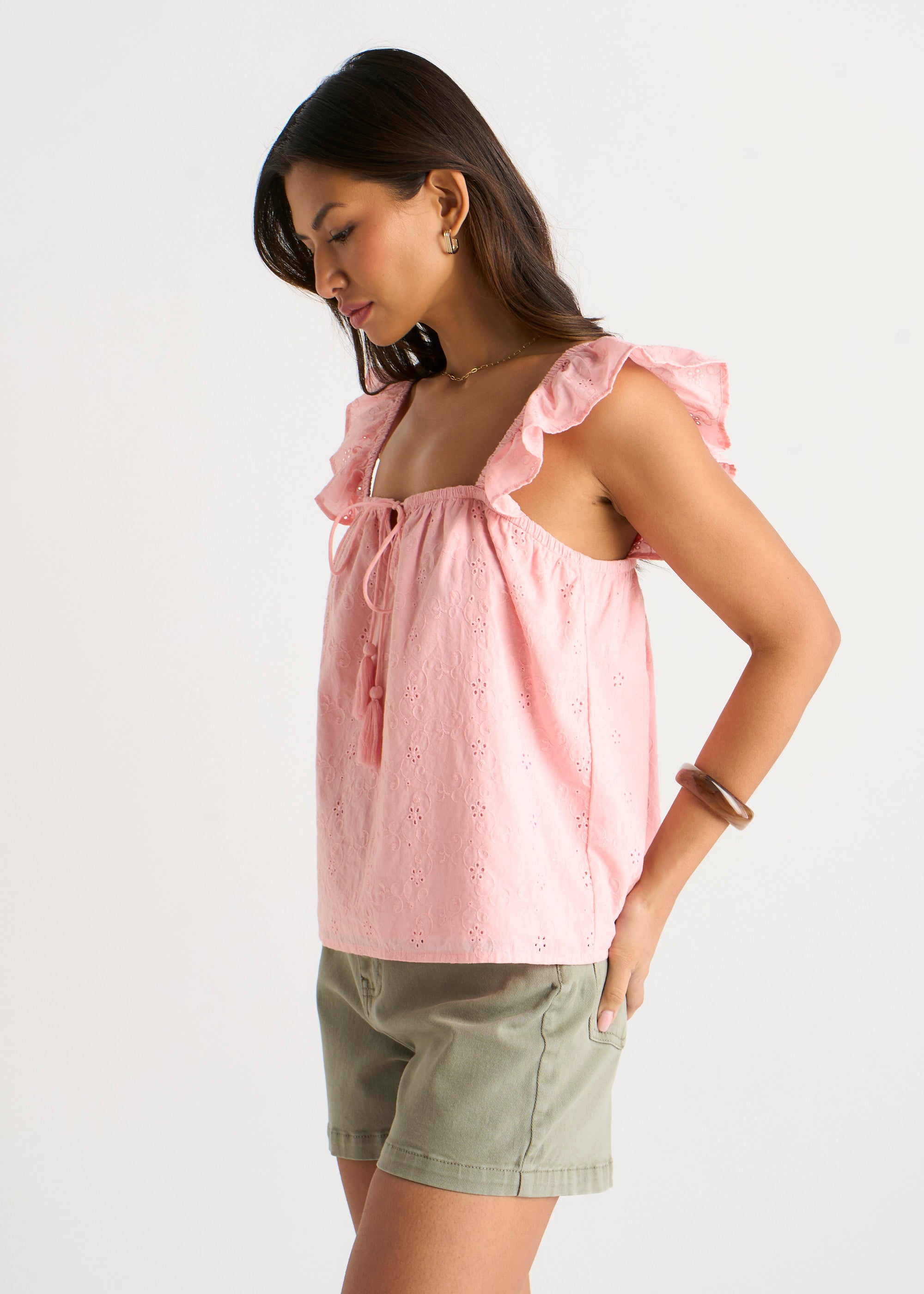 Pink Ruffle Cami Broidery Anglaise Top