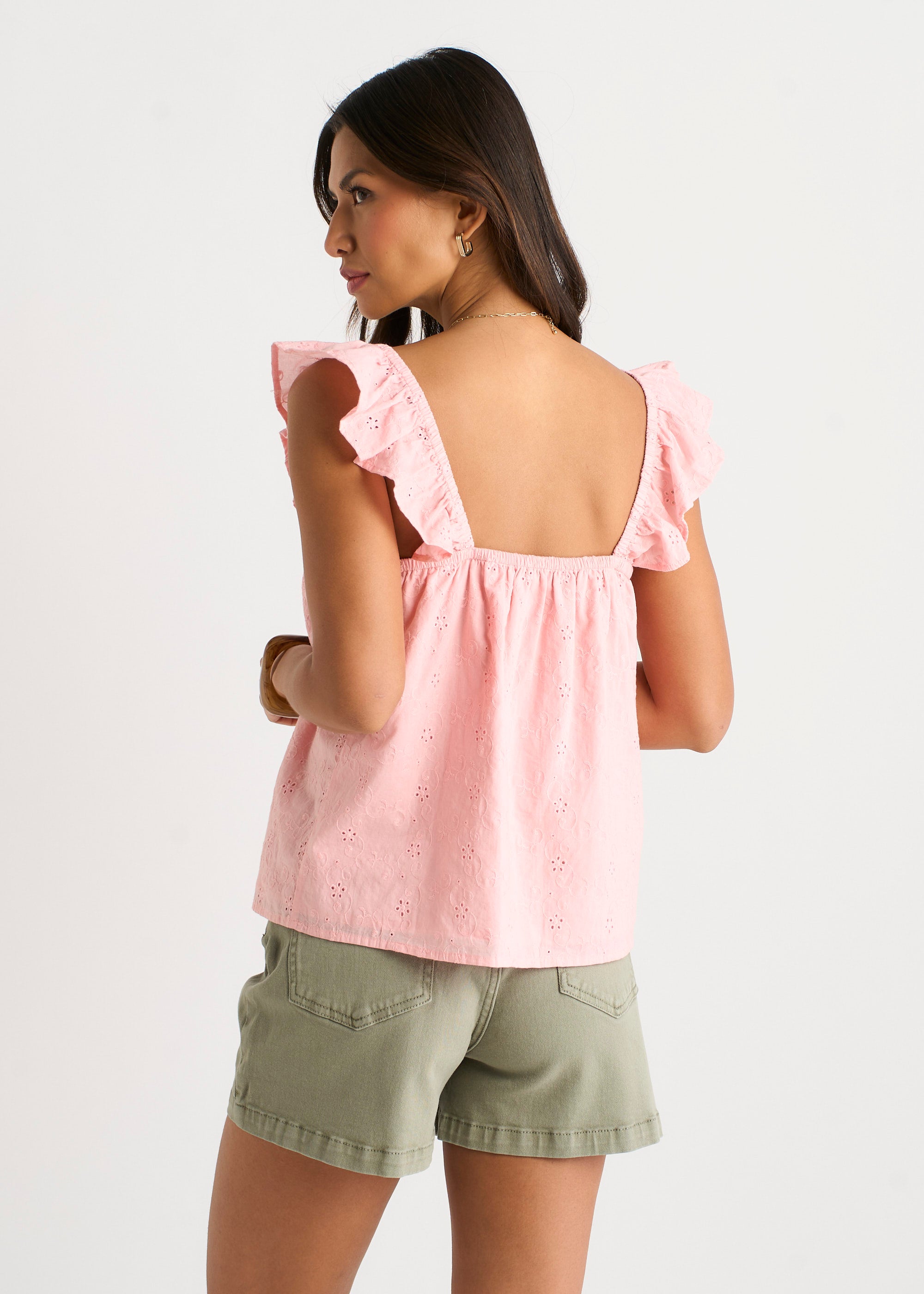 Pink Ruffle Cami Broidery Anglaise Top