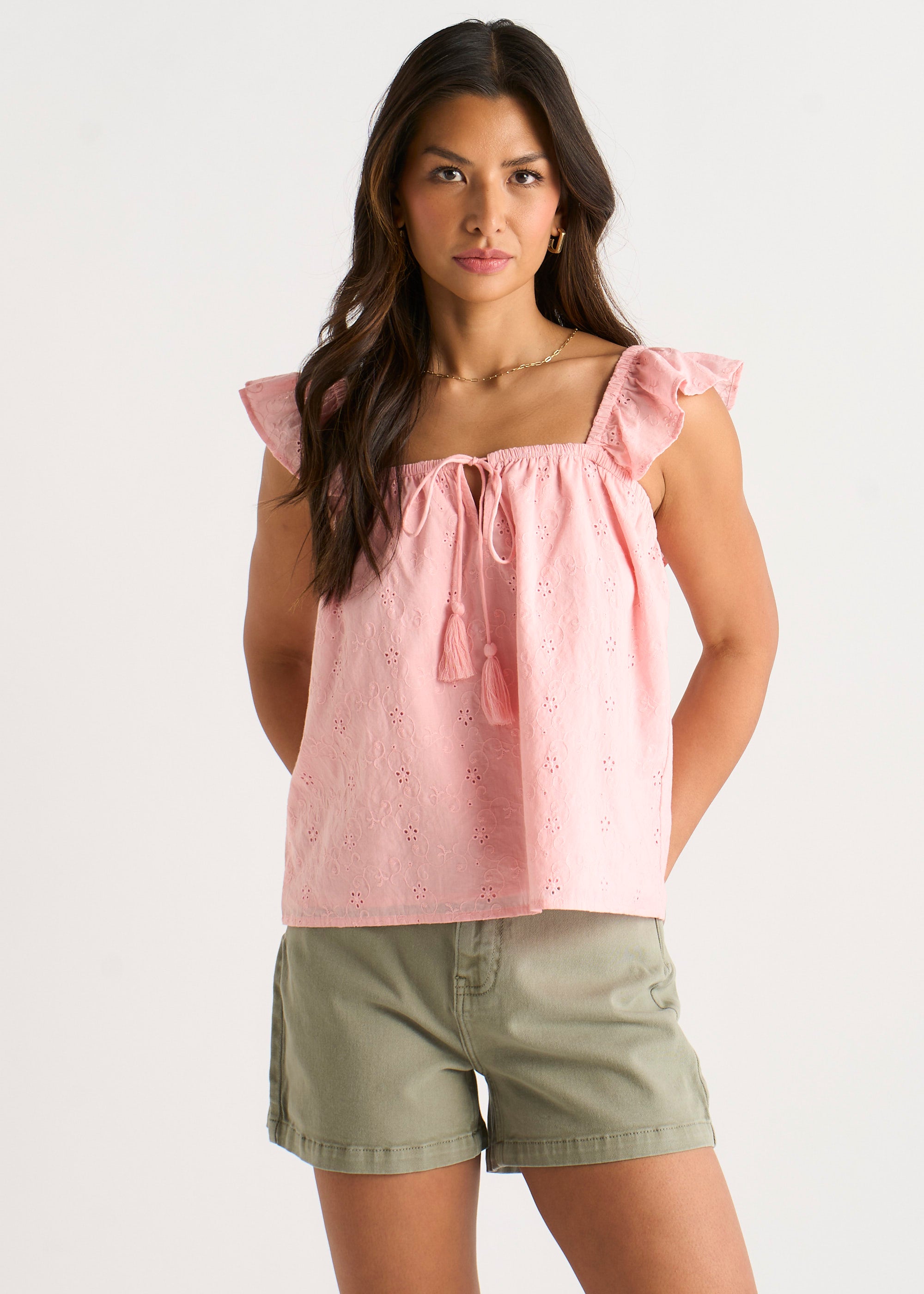 Pink Ruffle Cami Broidery Anglaise Top