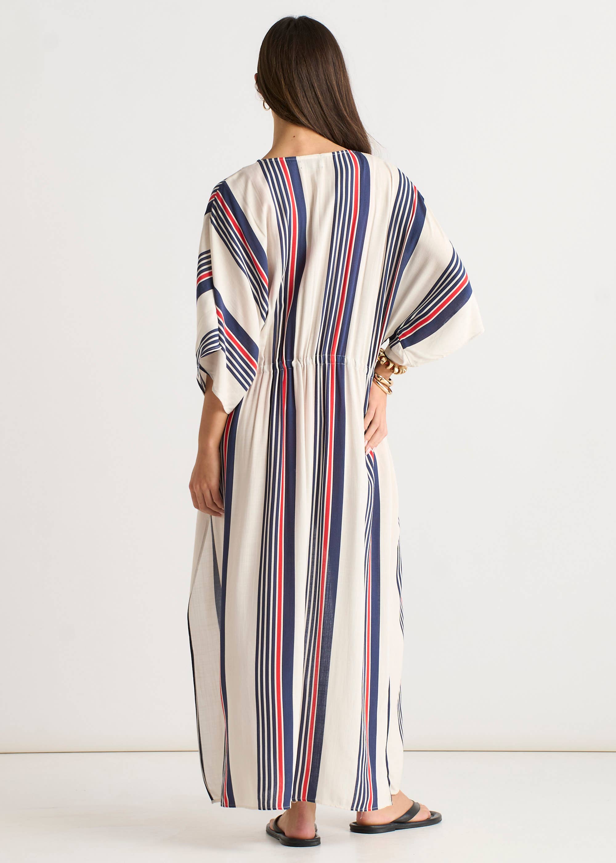 Multi Stripe Tie Detail Kimono Beachwear