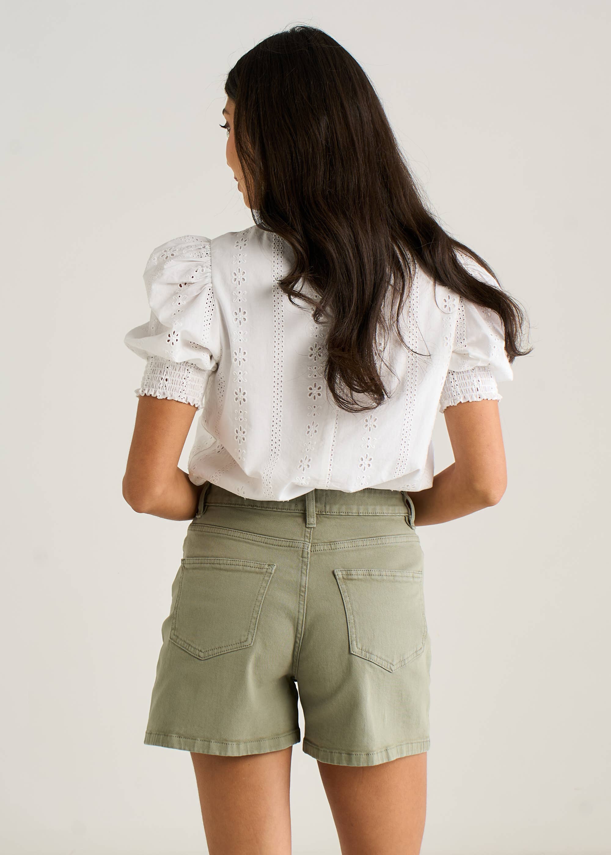 Khaki Denim Shorts