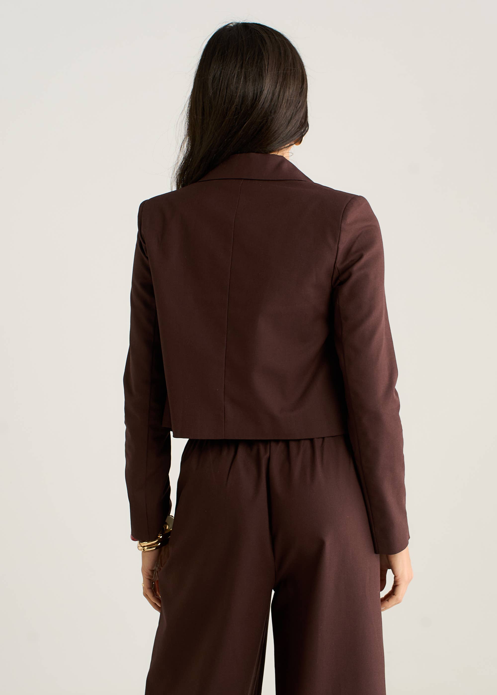 Brown Double Breasted Cotton and Linen Blend Jacket