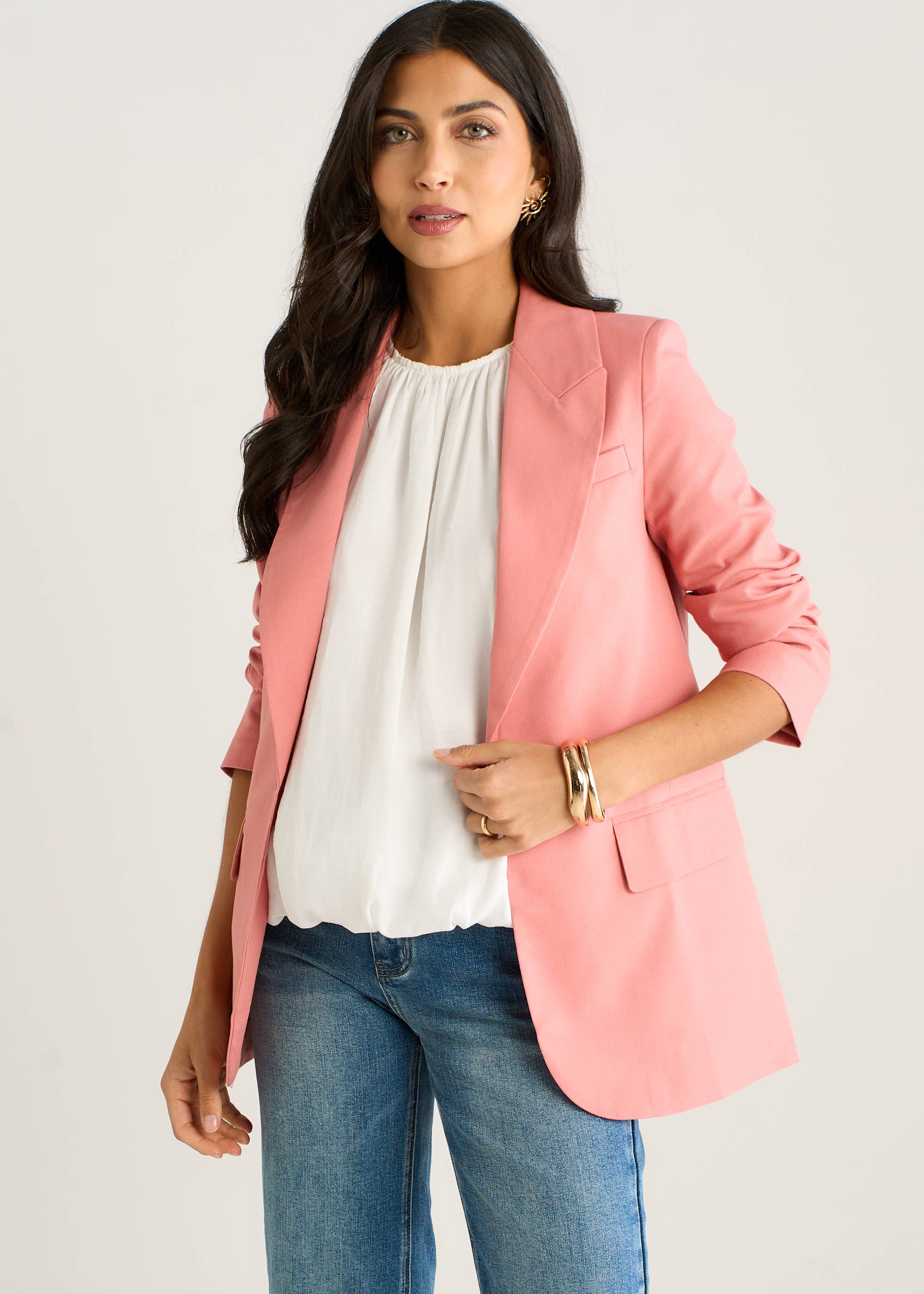 Coral Edge To Edge Linen Mix Jacket