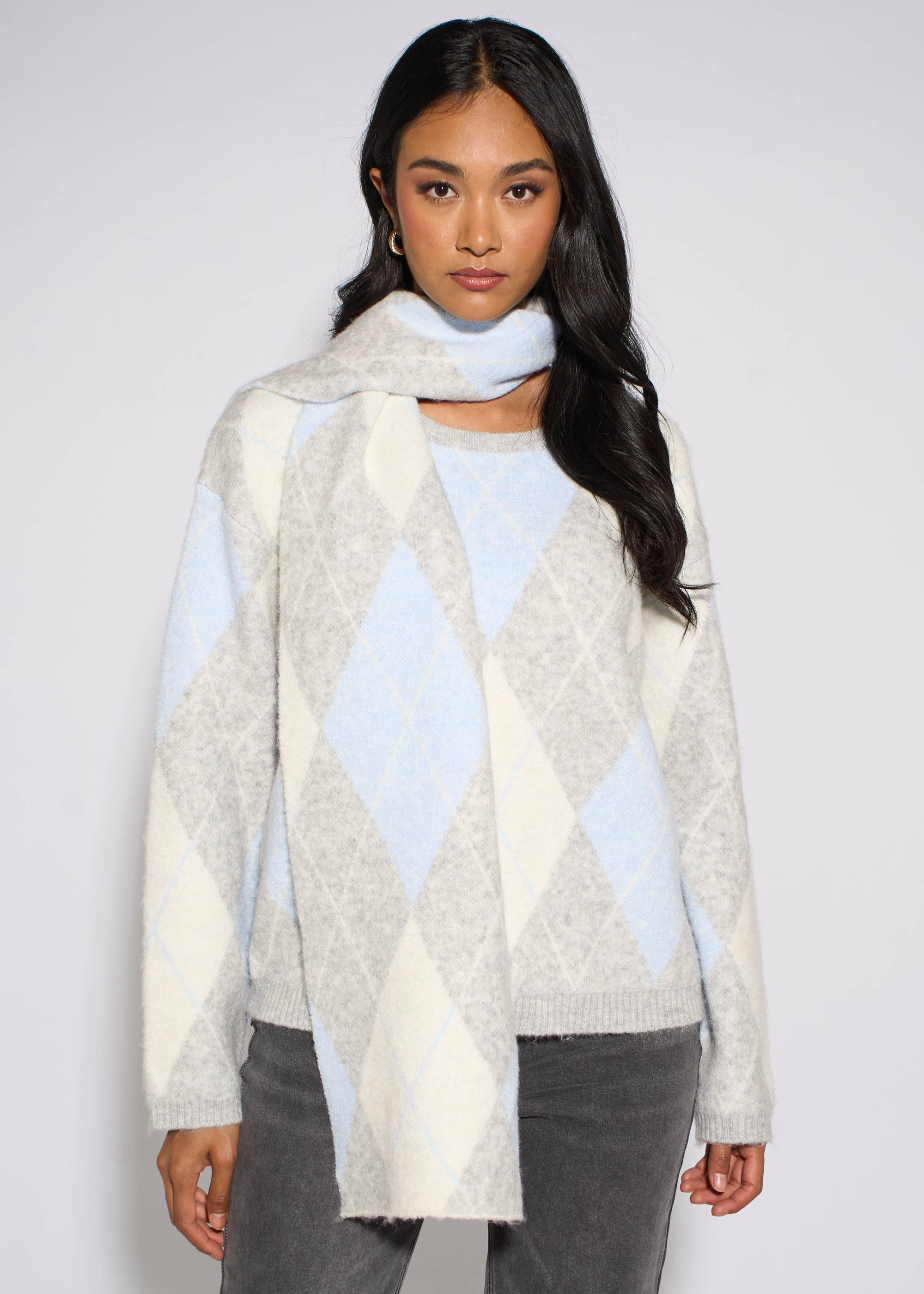 Multi Argyle Soft Knit Scarf Jumper