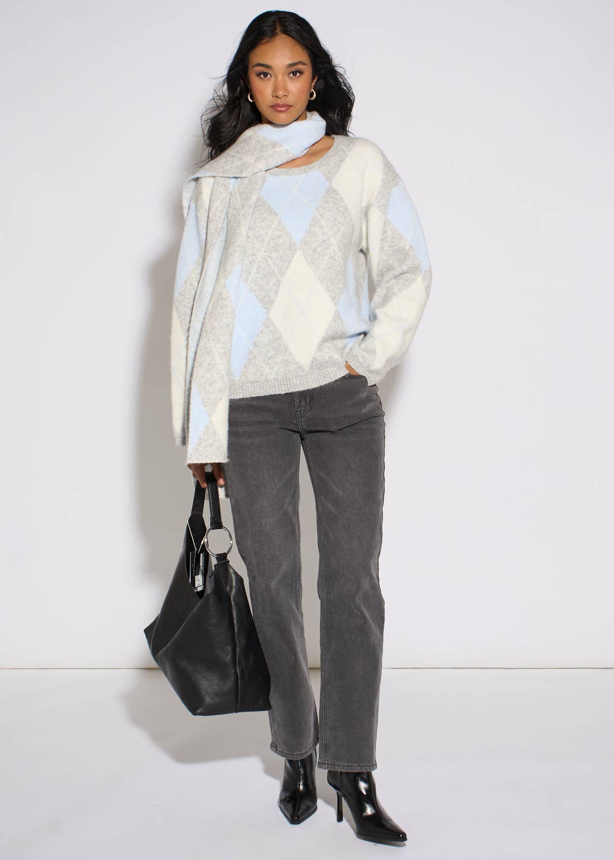 Multi Argyle Soft Knit Scarf Jumper