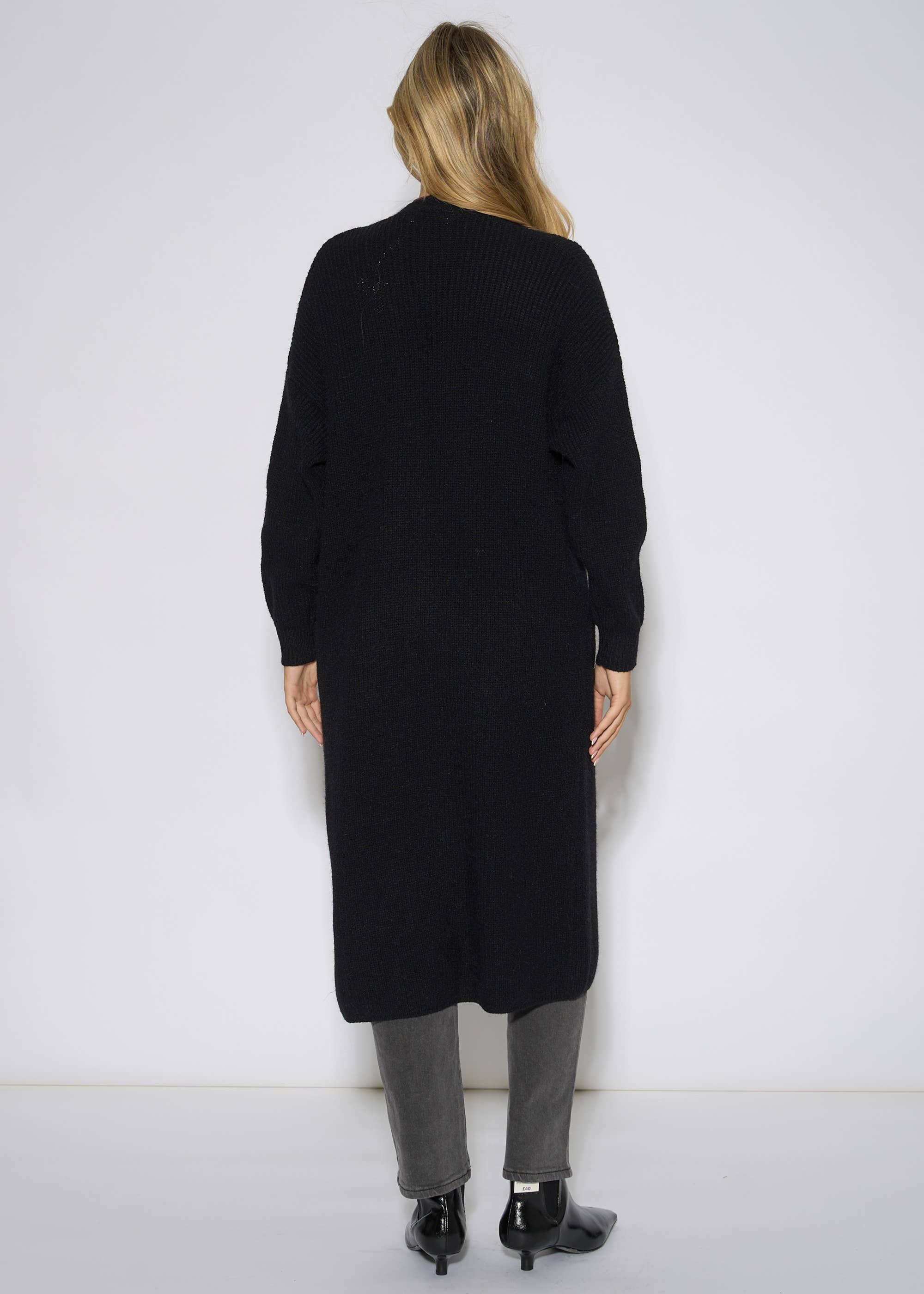 Black Edge To Edge Longline Knit Cardigan